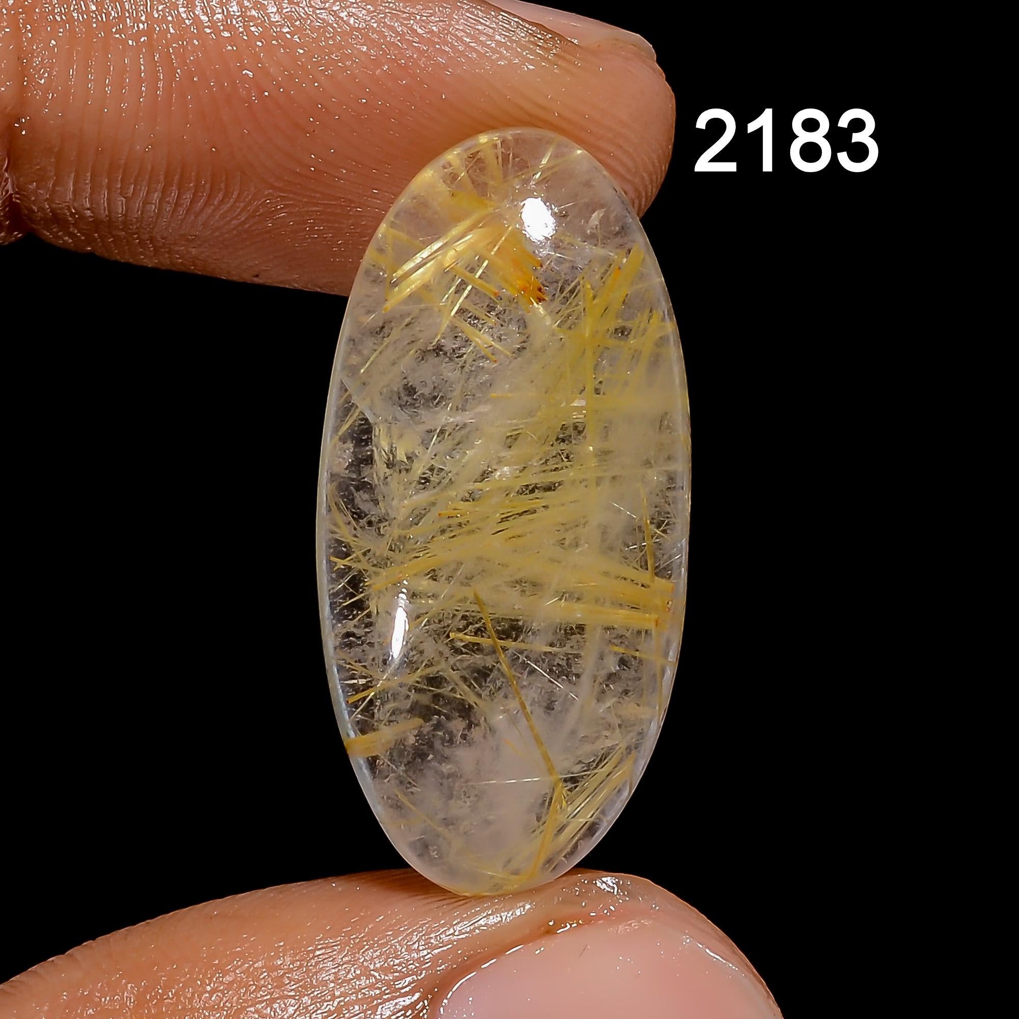 Golden Rutile Quartz Cabochon, Oval Gemstone Pendant Jewelry - image 2