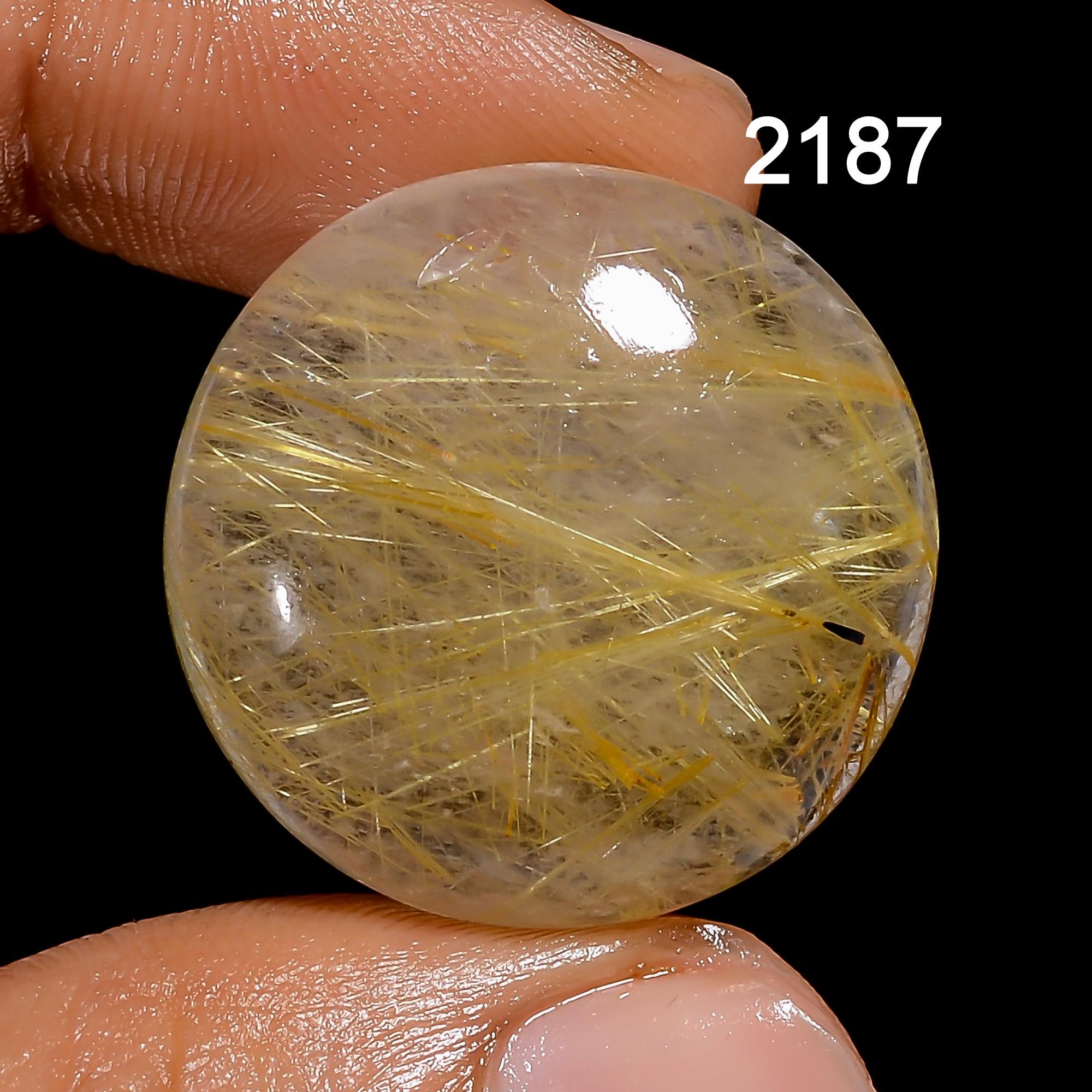Golden Rutile Quartz Cabochon, Oval Gemstone Pendant Jewelry - image 5