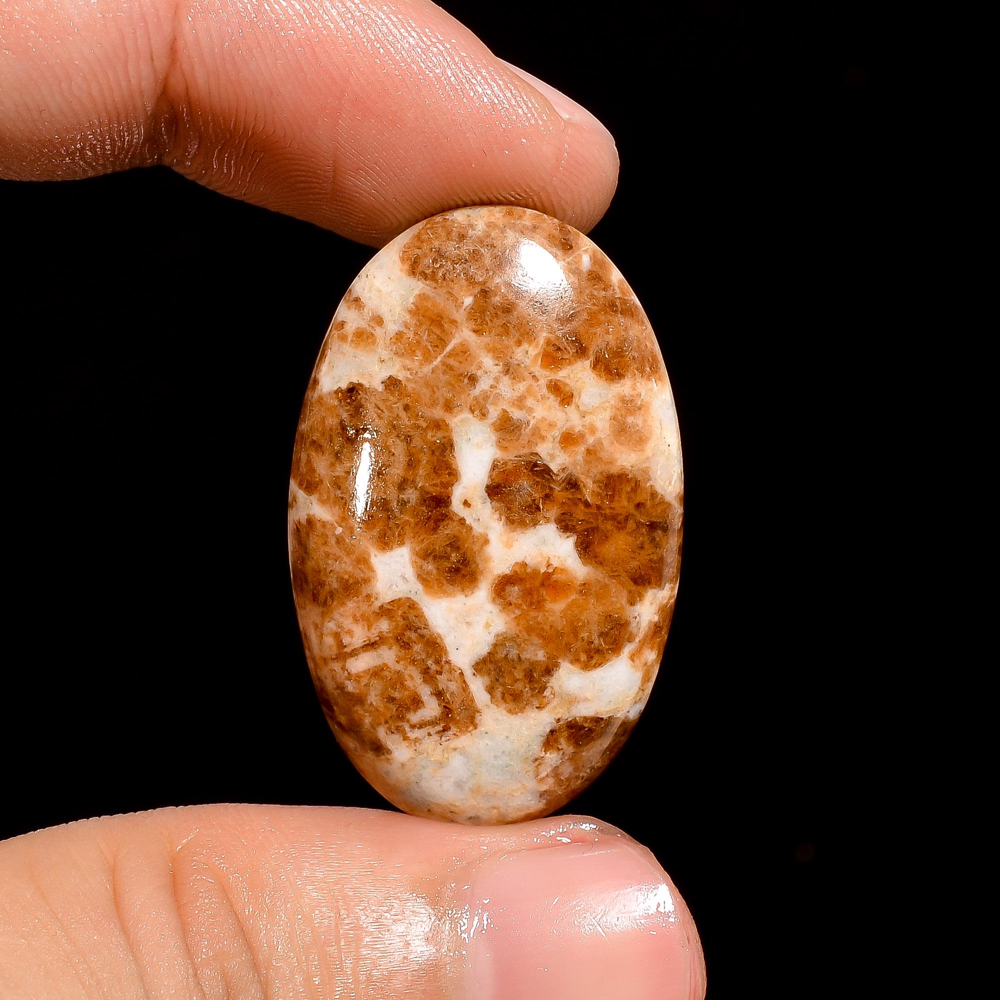 Garnet in Limestone Cabochon, Handmade Gemstone for Jewelry - image 2