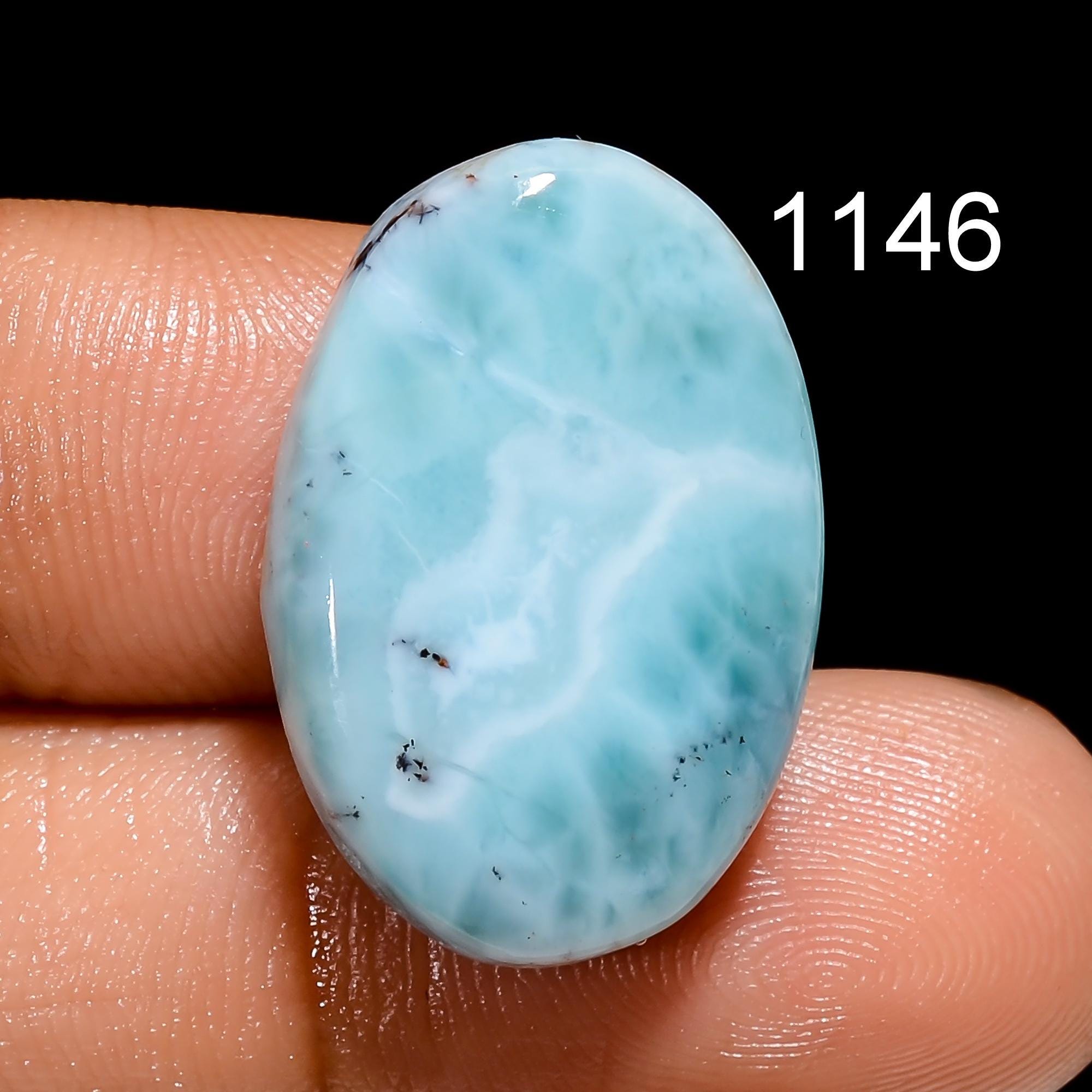 Natural Larimar Cabochon Gemstone, AAA Quality Blue Dominican Larimar for Jewelry Making