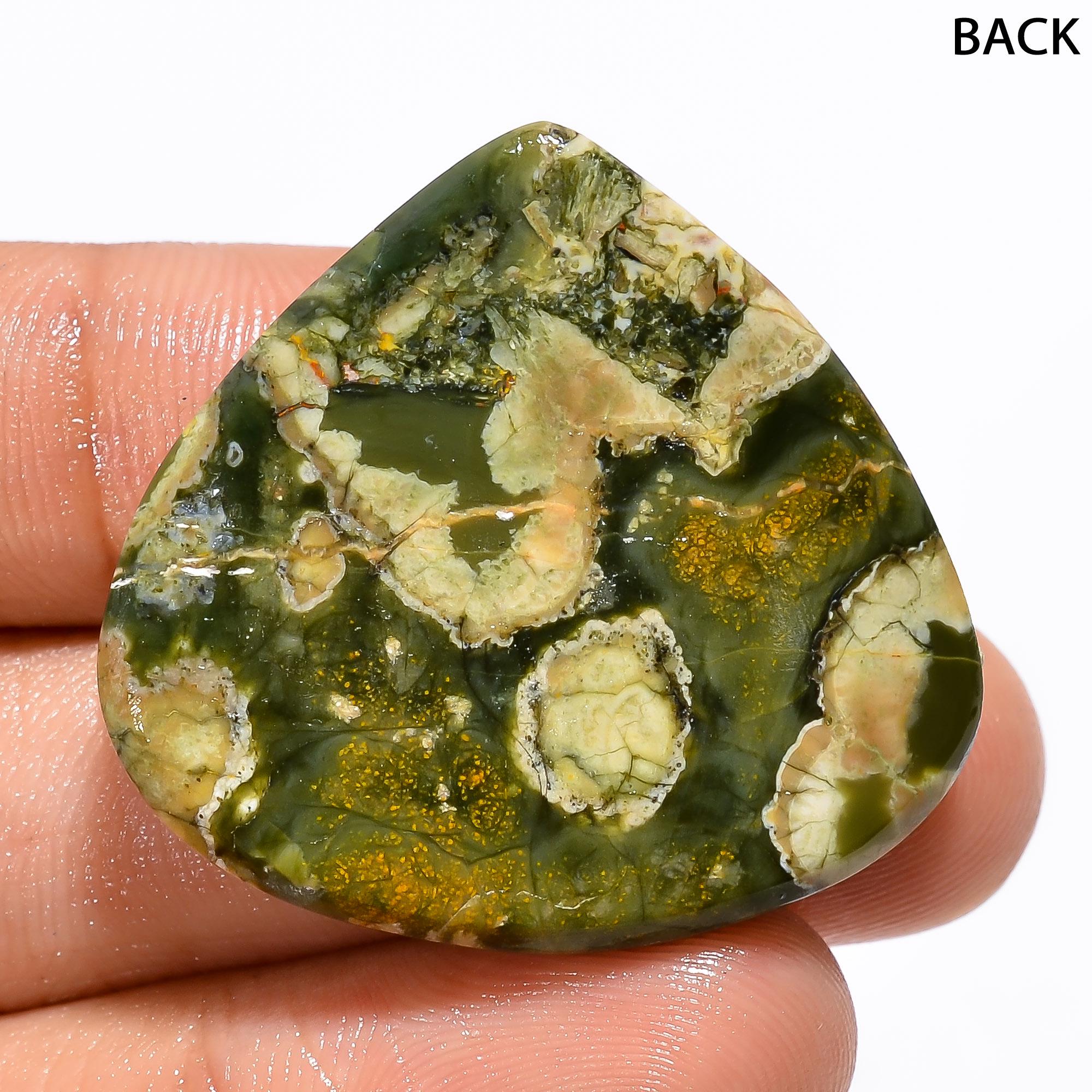 Natural Rhyolite Gemstone :  Heart Shape for Jewelry Making 31X33X7 mm, 48 Cts - image 2