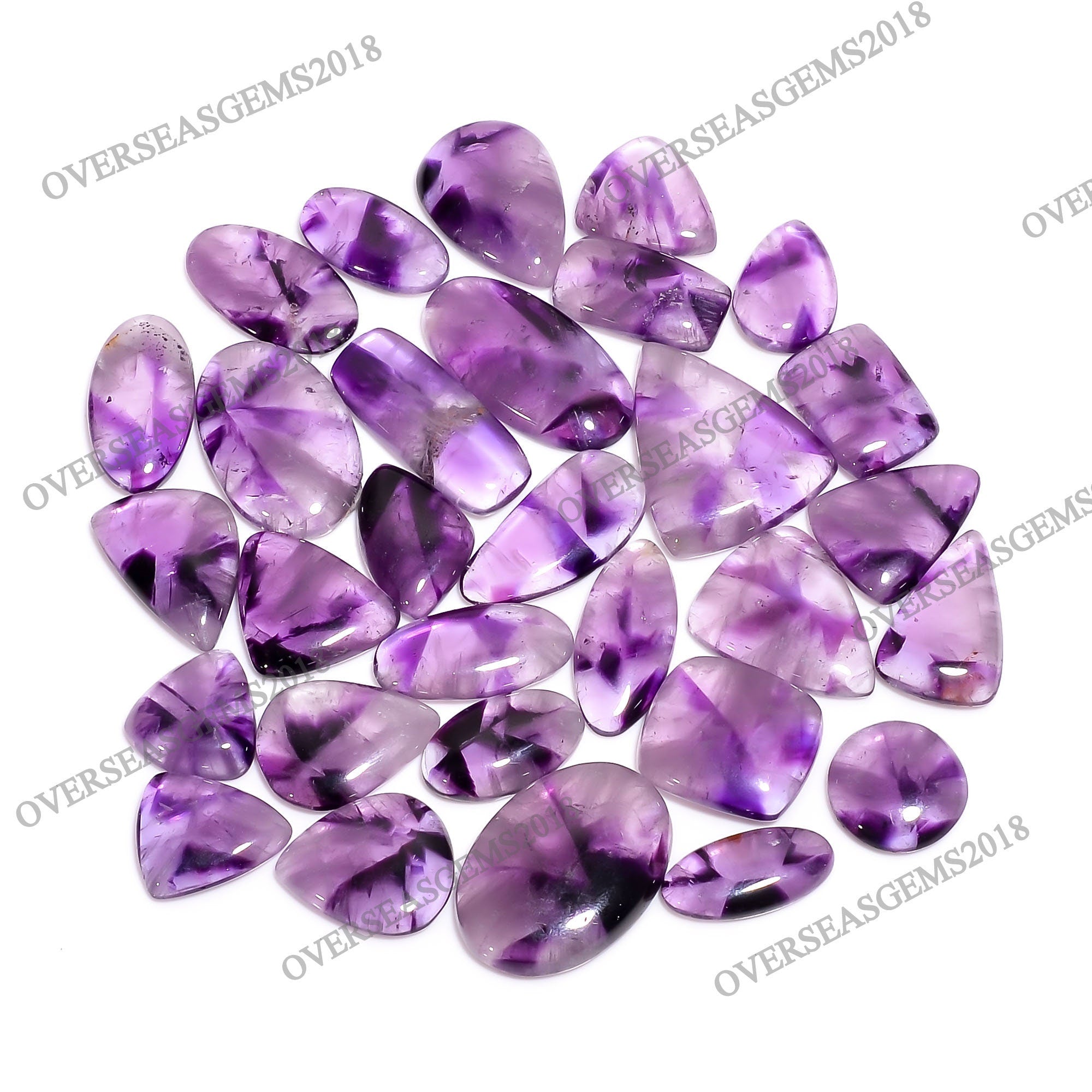 Trapiche Amethyst Cabochon Gemstone Lot, AAA Quality, Mix Shape, 18-30mm
