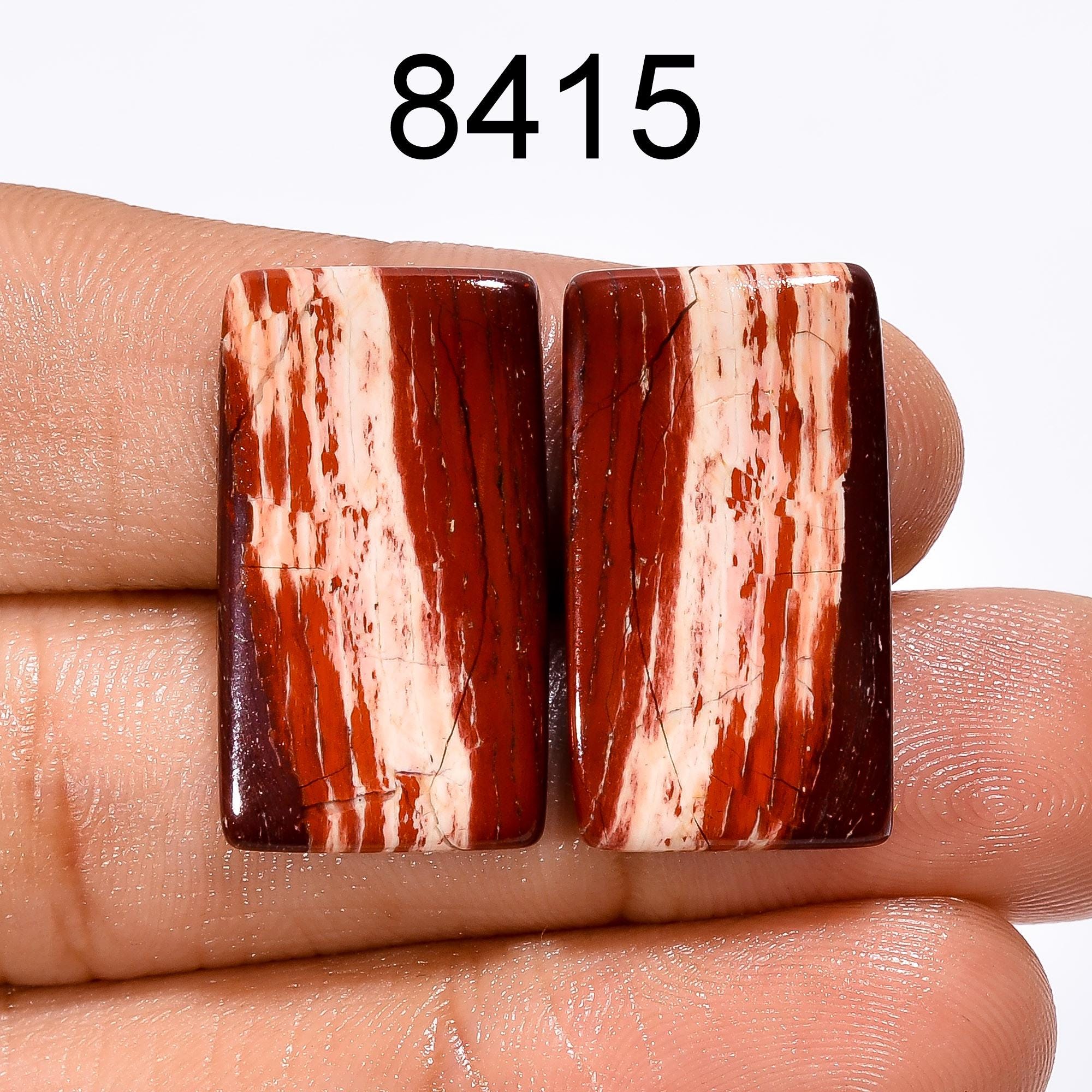 Snakeskin Jasper Cabochon Pair: Natural Gemstone for Jewelry Making (23X13X3 mm, 28.5 Cts