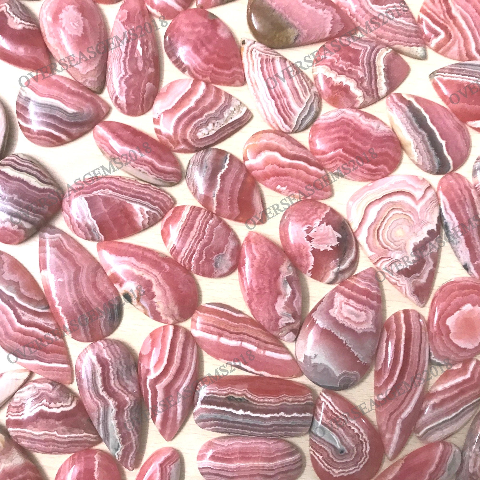AAA Rhodochrosite Cabochon Lot, Loose Gemstones, Jewelry Making (18-30mm) - image 2