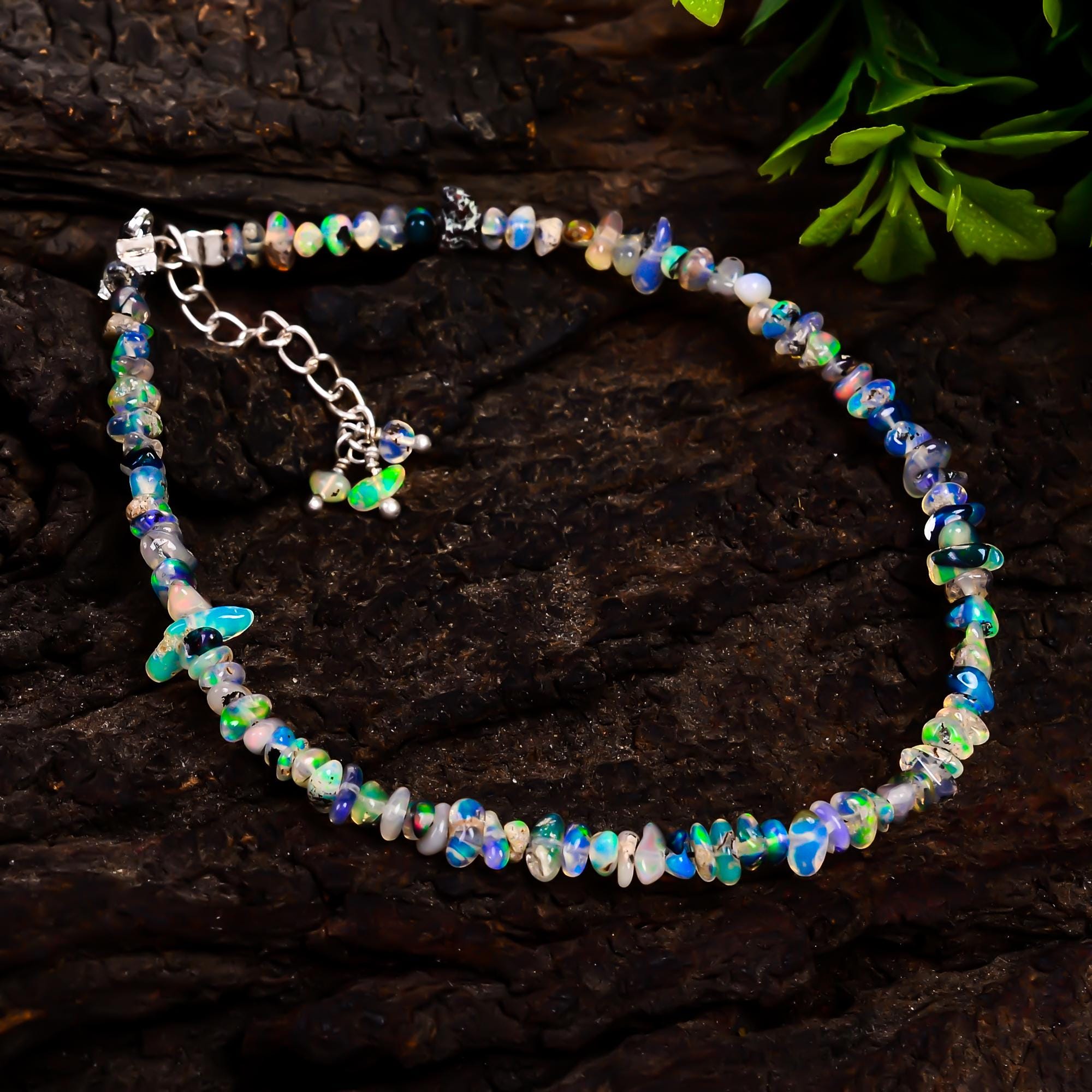 Natural Ethiopian Opal Bracelet for Women - AAA Beaded Fire Opal Vintage Gemstone Jewelry. - image 4