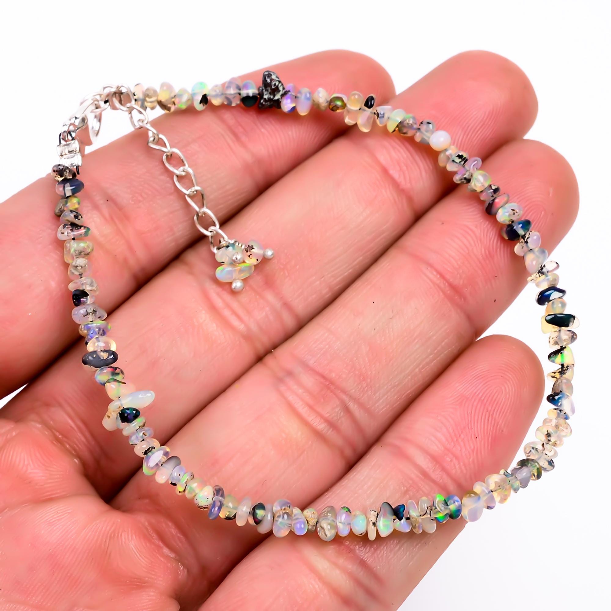 Natural Ethiopian Opal Bracelet for Women - AAA Beaded Fire Opal Vintage Gemstone Jewelry. - image 3
