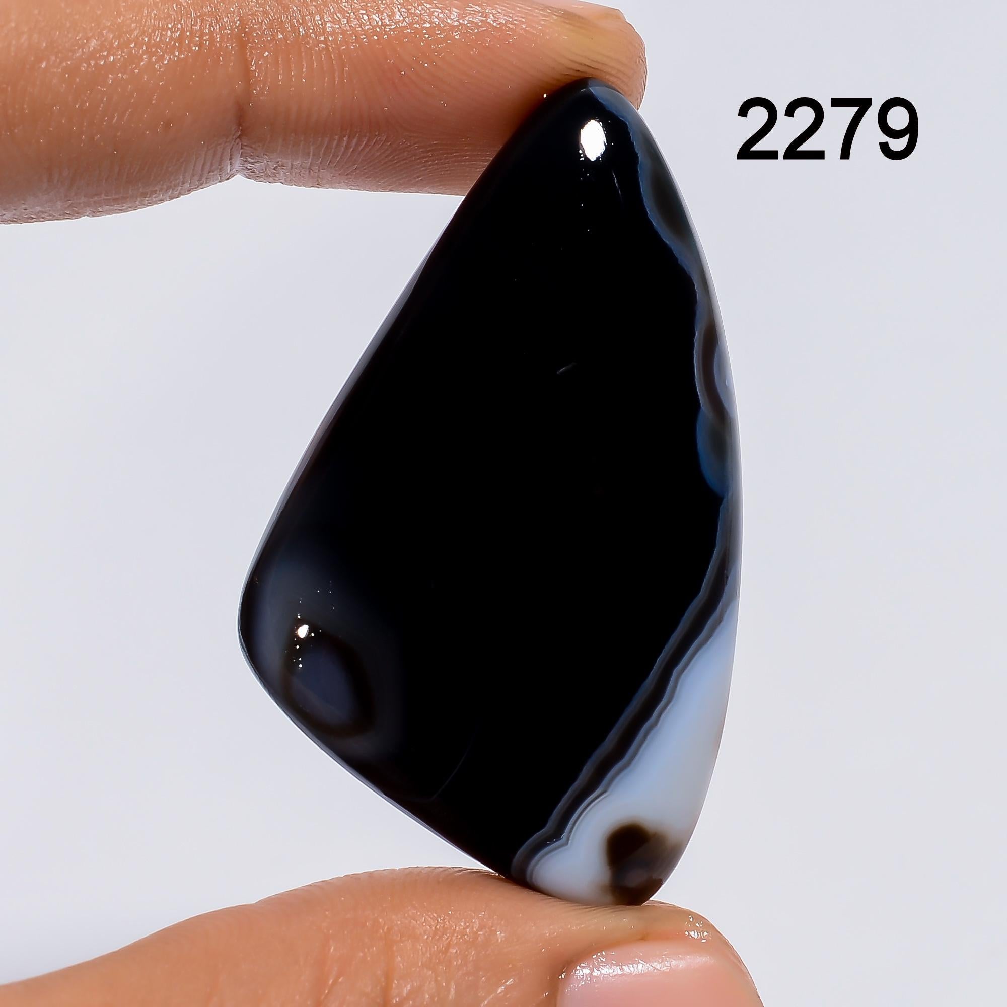 AAA Black Banded Agate Cabochon, Jewelry Making Supply