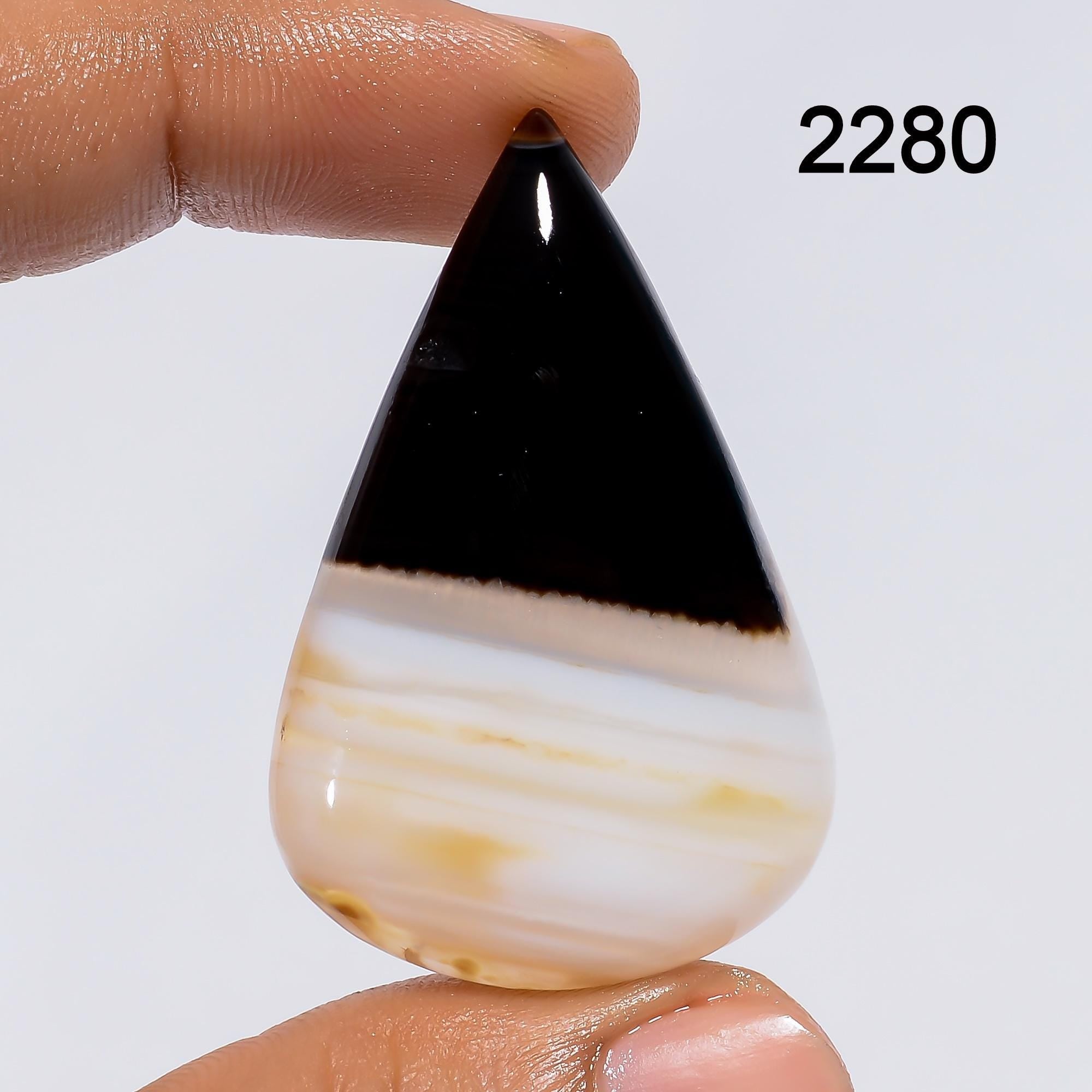 AAA Black Banded Agate Cabochon, Jewelry Making Supply - image 2