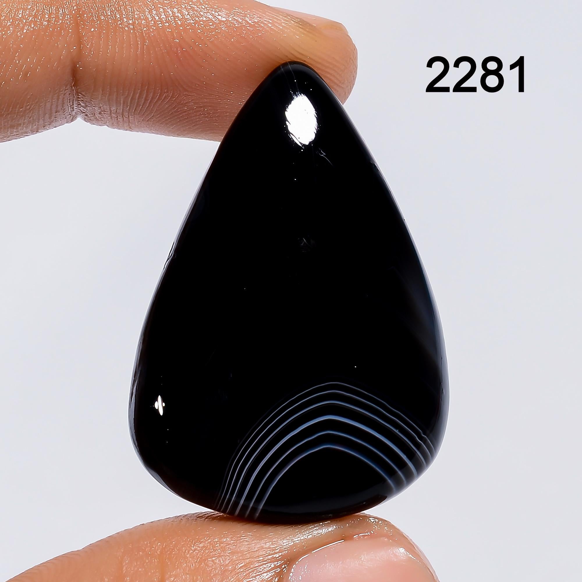AAA Black Banded Agate Cabochon, Jewelry Making Supply - image 3