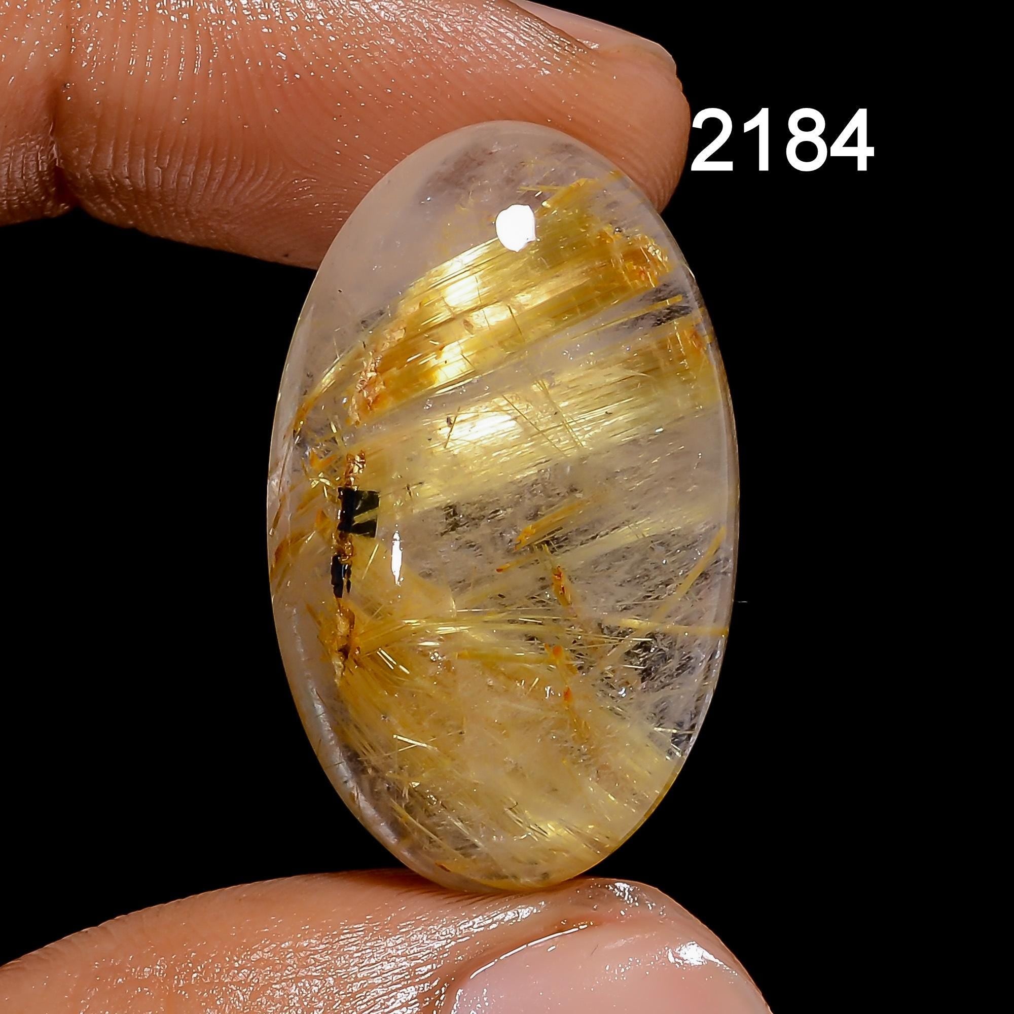 Golden Rutile Quartz Cabochon, Oval Gemstone Pendant Jewelry - image 3