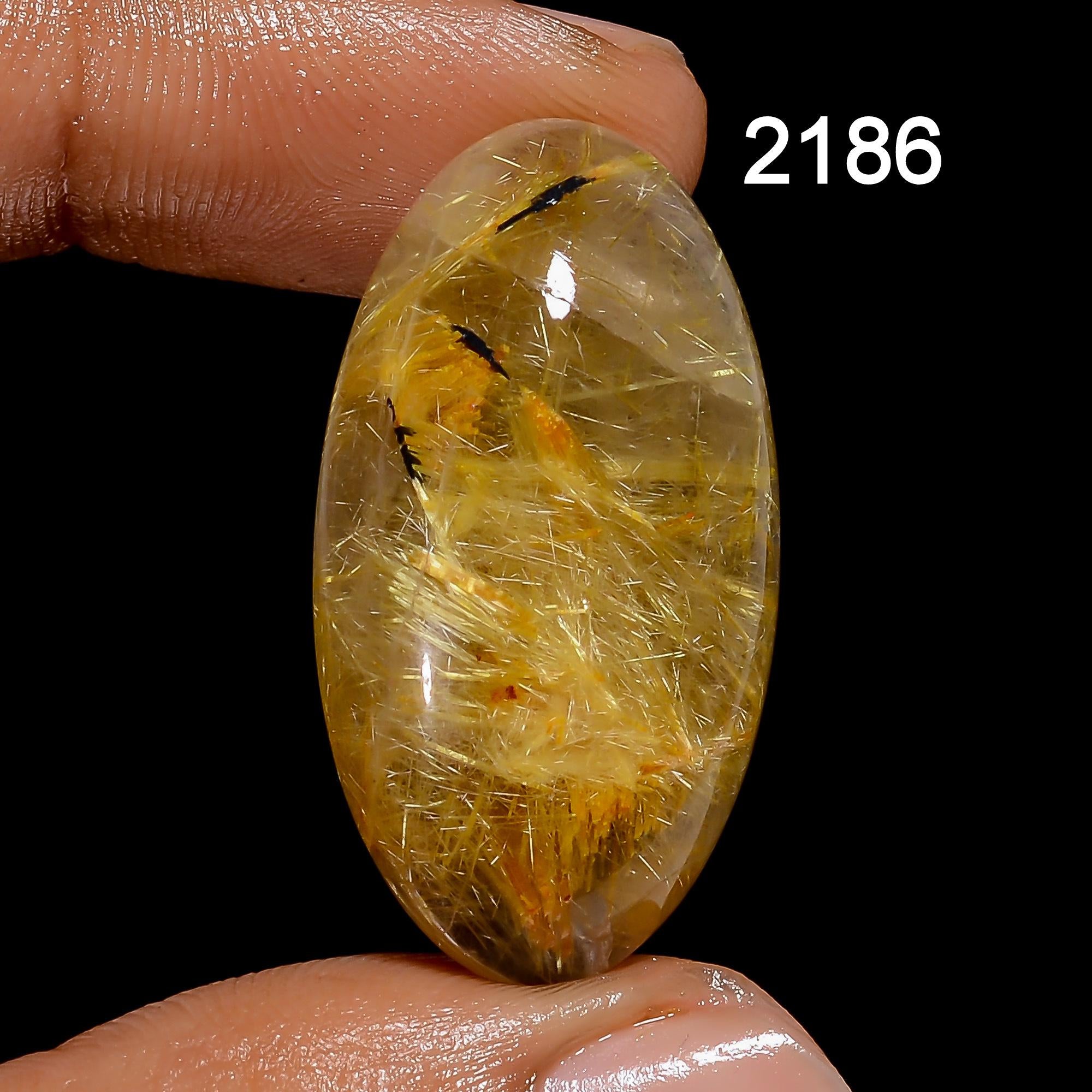 Golden Rutile Quartz Cabochon, Oval Gemstone Pendant Jewelry - image 4