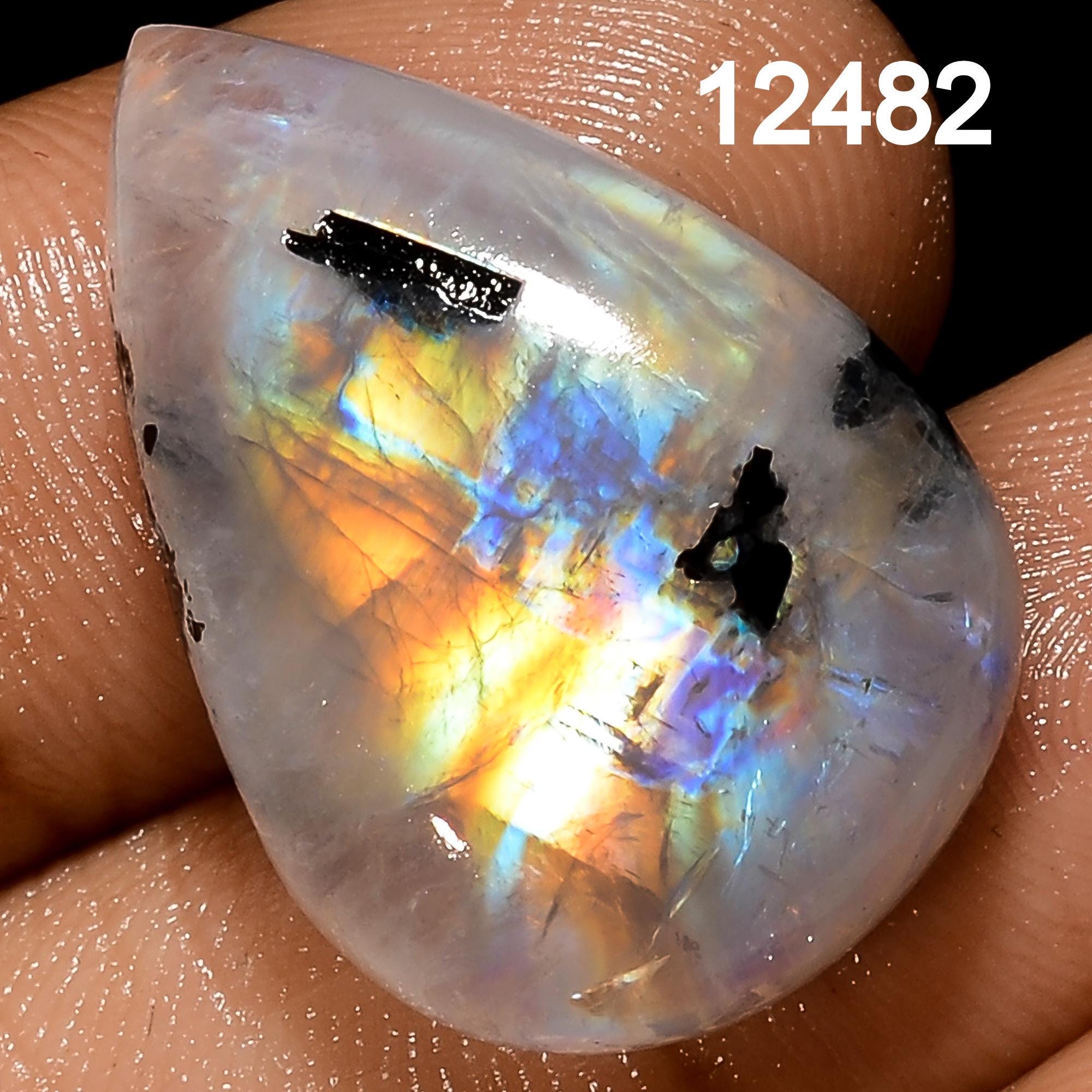 Natural Tourmalited Moonstone Gemstone, Mix Shape Cabochon, Loose Moonstone Gemstone For Jewelry Making Supply, CHRISTMA