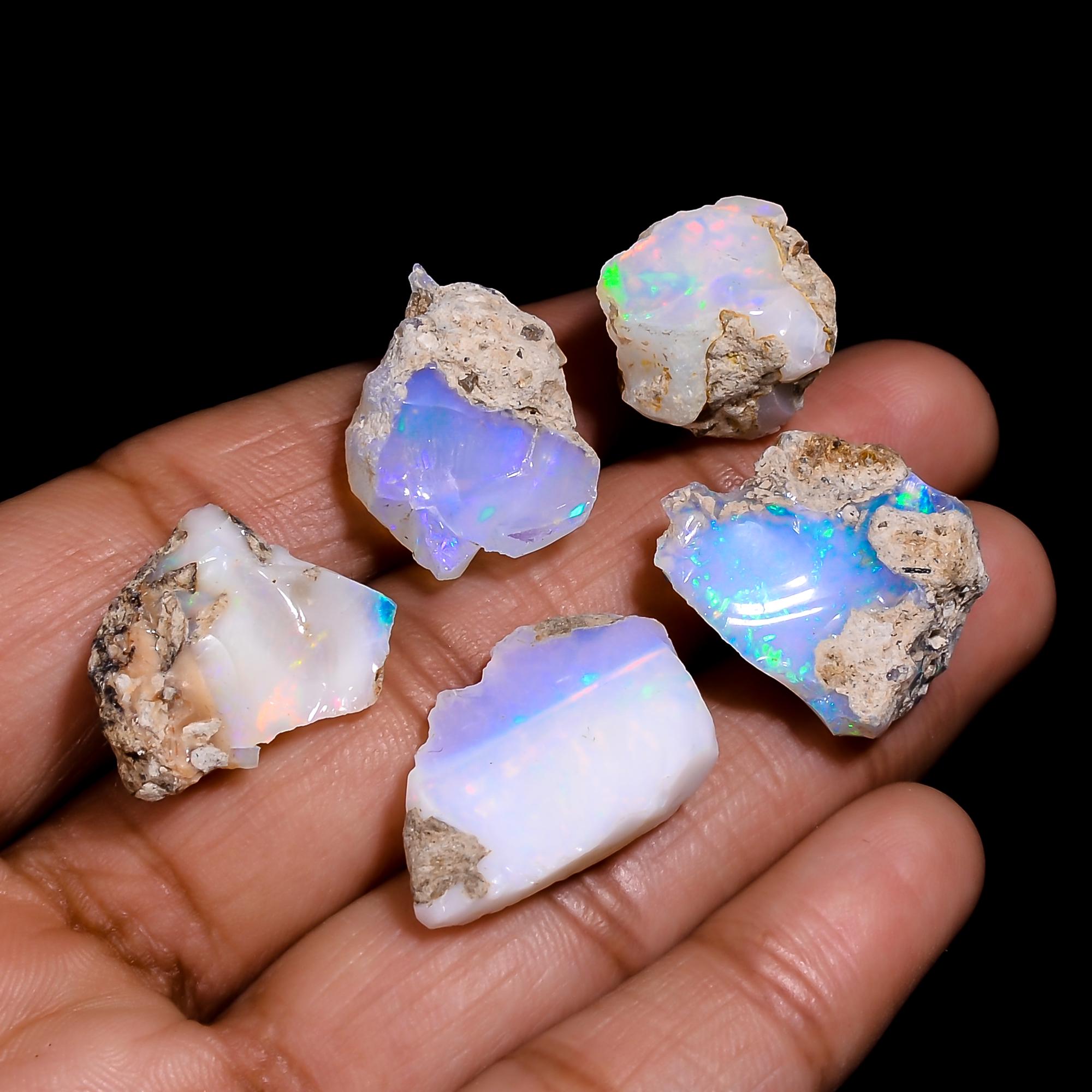 3 AAA Ethiopian Raw Opal Crystals: Reiki Healing Stones These fire striking opals are directly mined from Ethiopia,and g - image 2