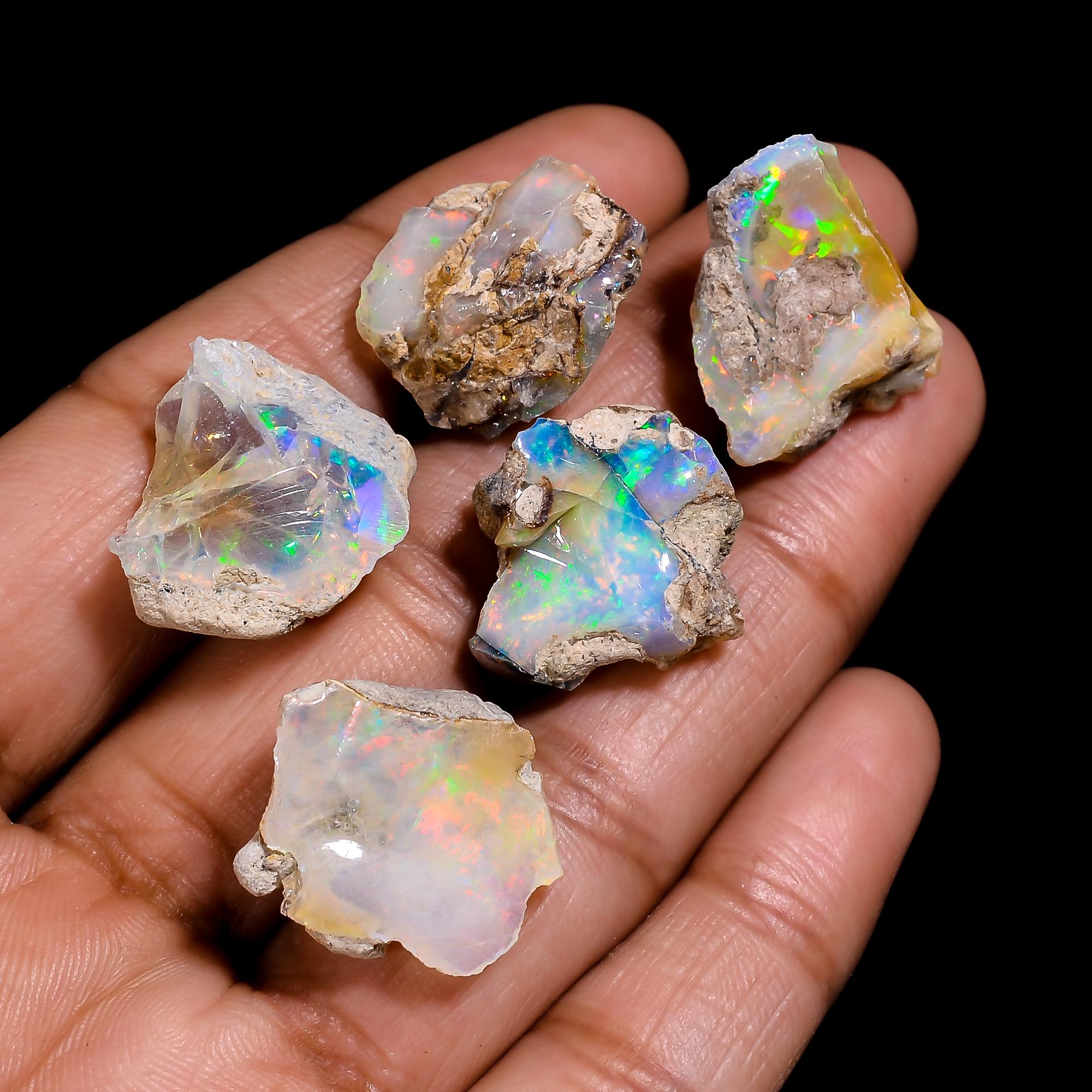 3 AAA Ethiopian Raw Opal Crystals: Reiki Healing Stones These fire striking opals are directly mined from Ethiopia,and g - image 3