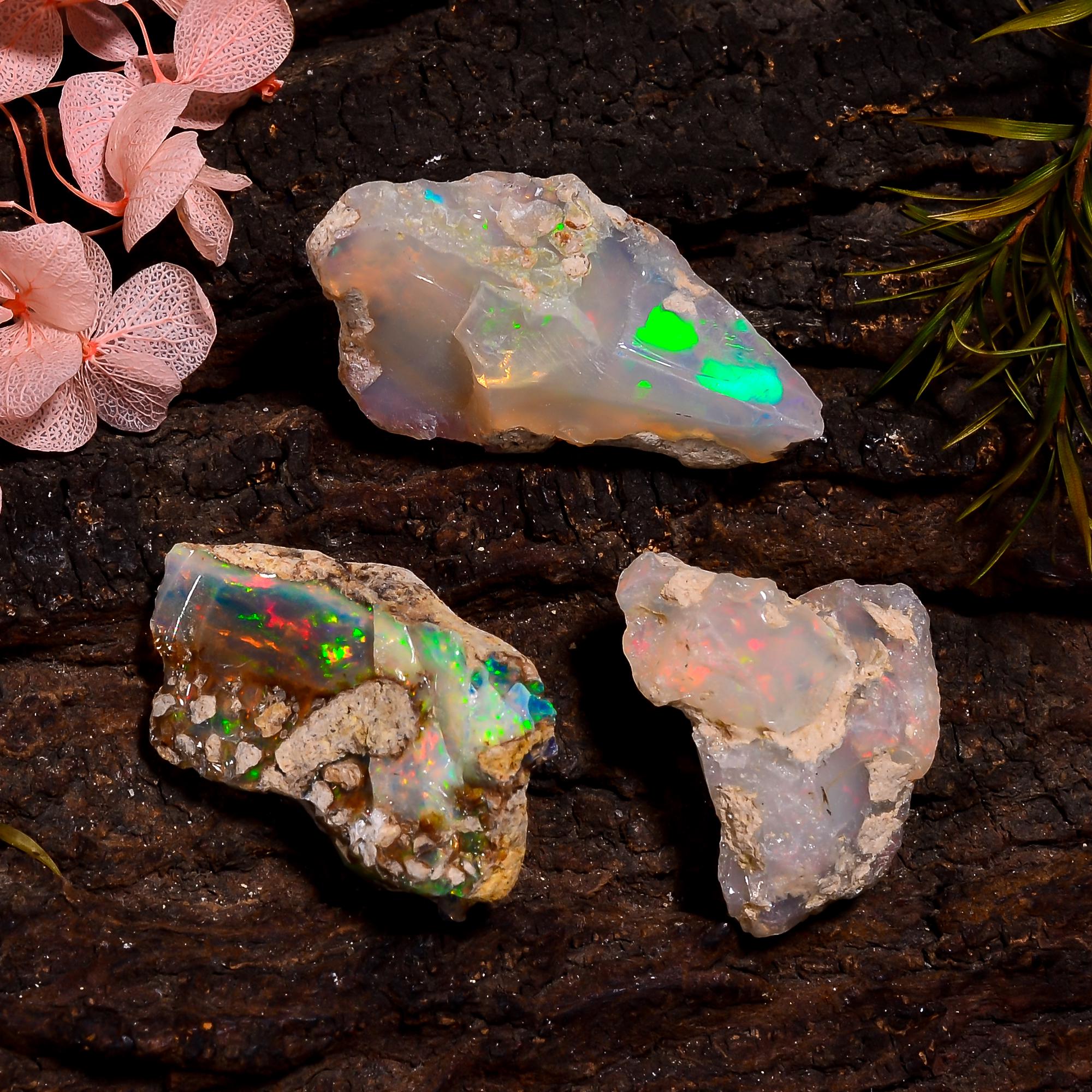 3 AAA Ethiopian Raw Opal Crystals: Reiki Healing Stones These fire striking opals are directly mined from Ethiopia,and g - image 6