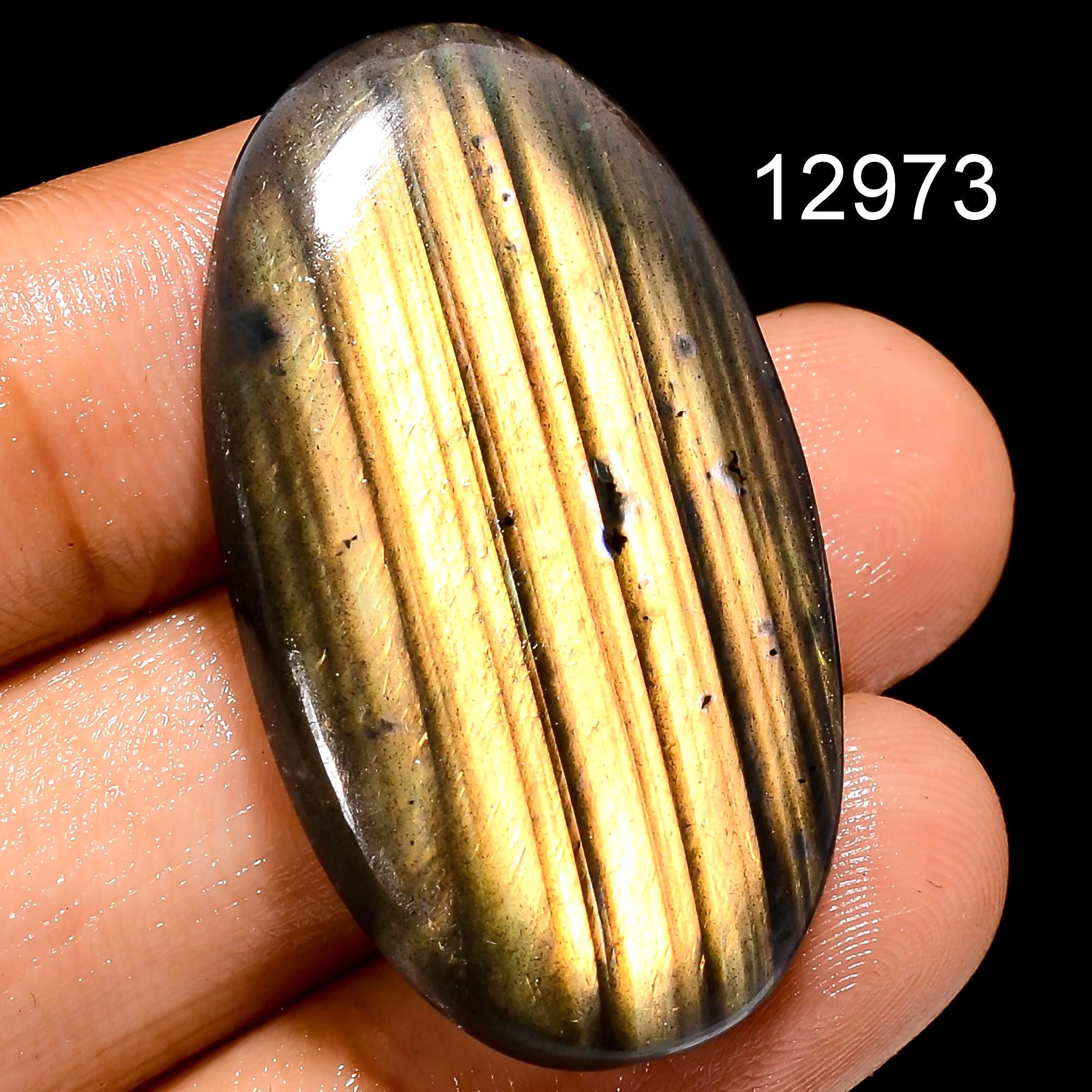 Multi Fire Labradorite Cabochon: Natural Oval Gemstone (36X20X5 mm)