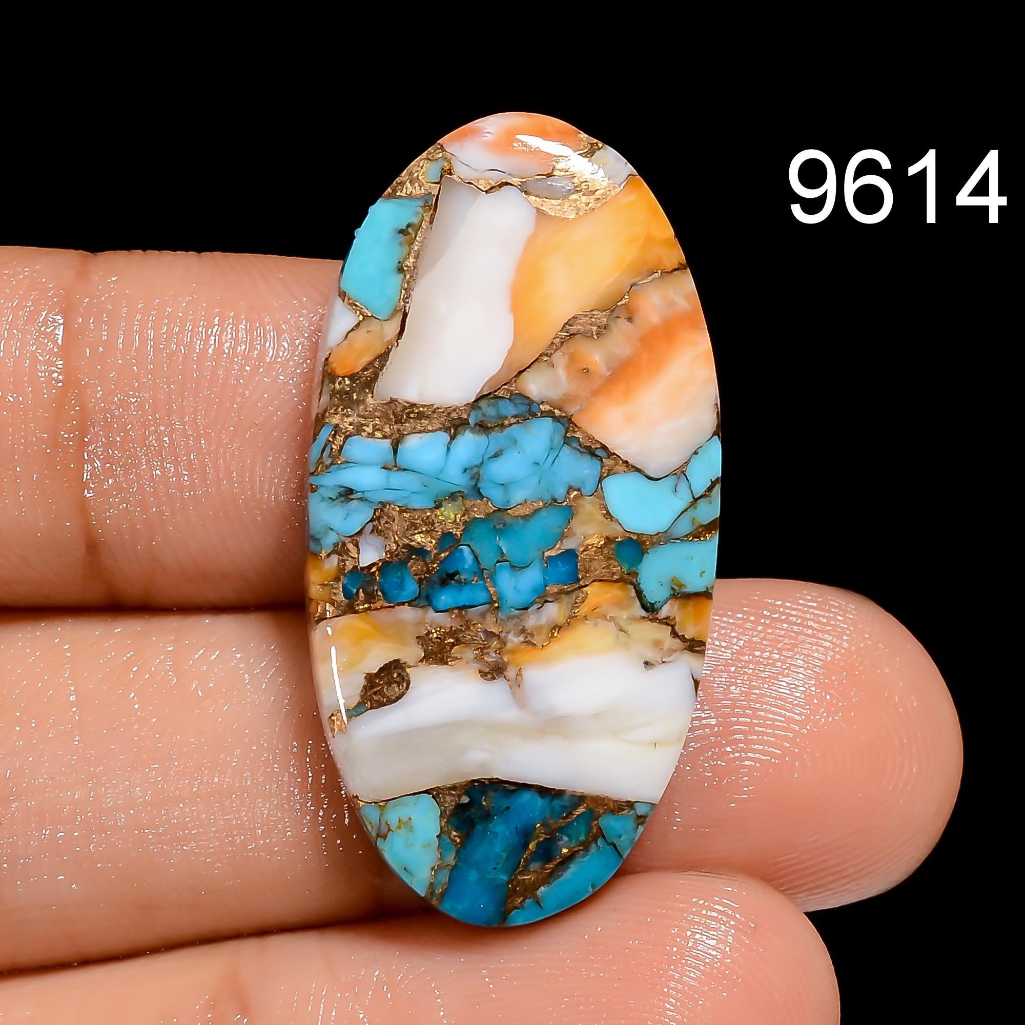 AAA Oyster Copper Turquoise Cabochon, Oval Gemstone (30X16X4 mm) - image 2