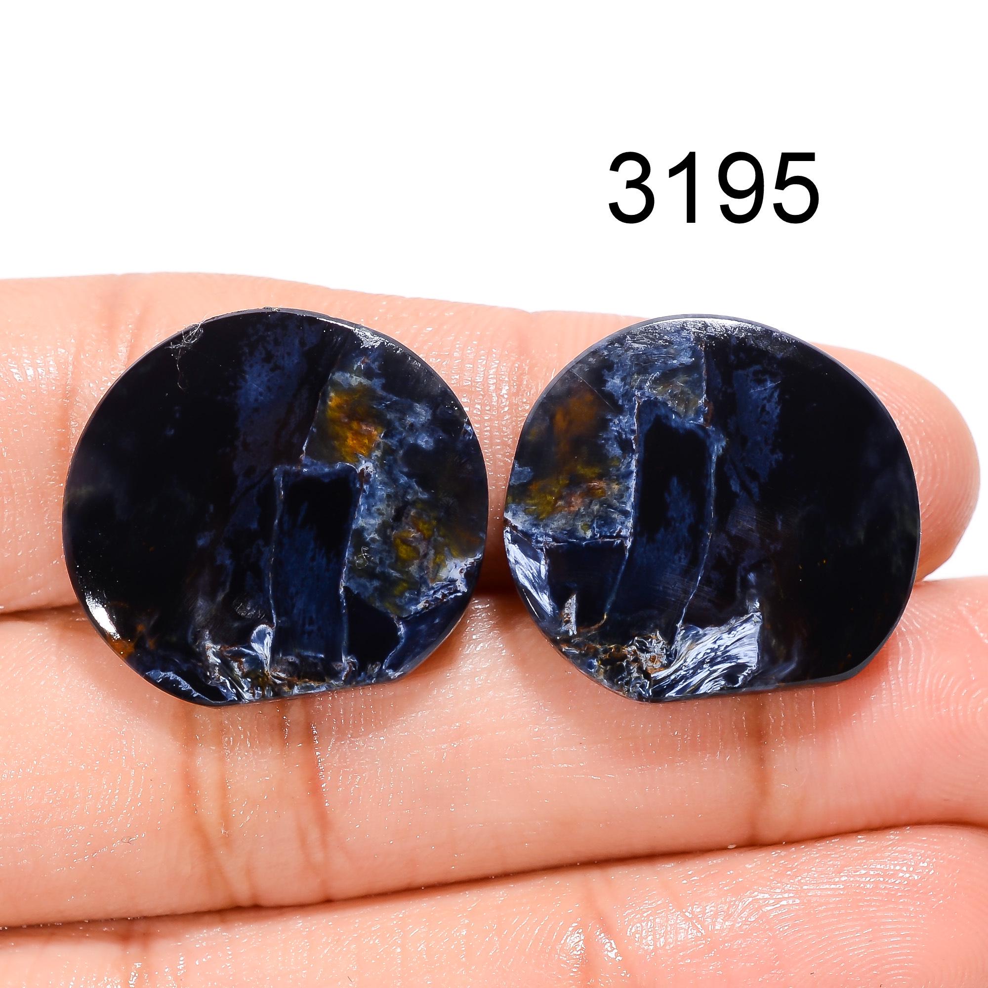AAA Pietersite Cabochon Pair, Round Namibia Gemstone Earring Making Matched Crystal - image 3