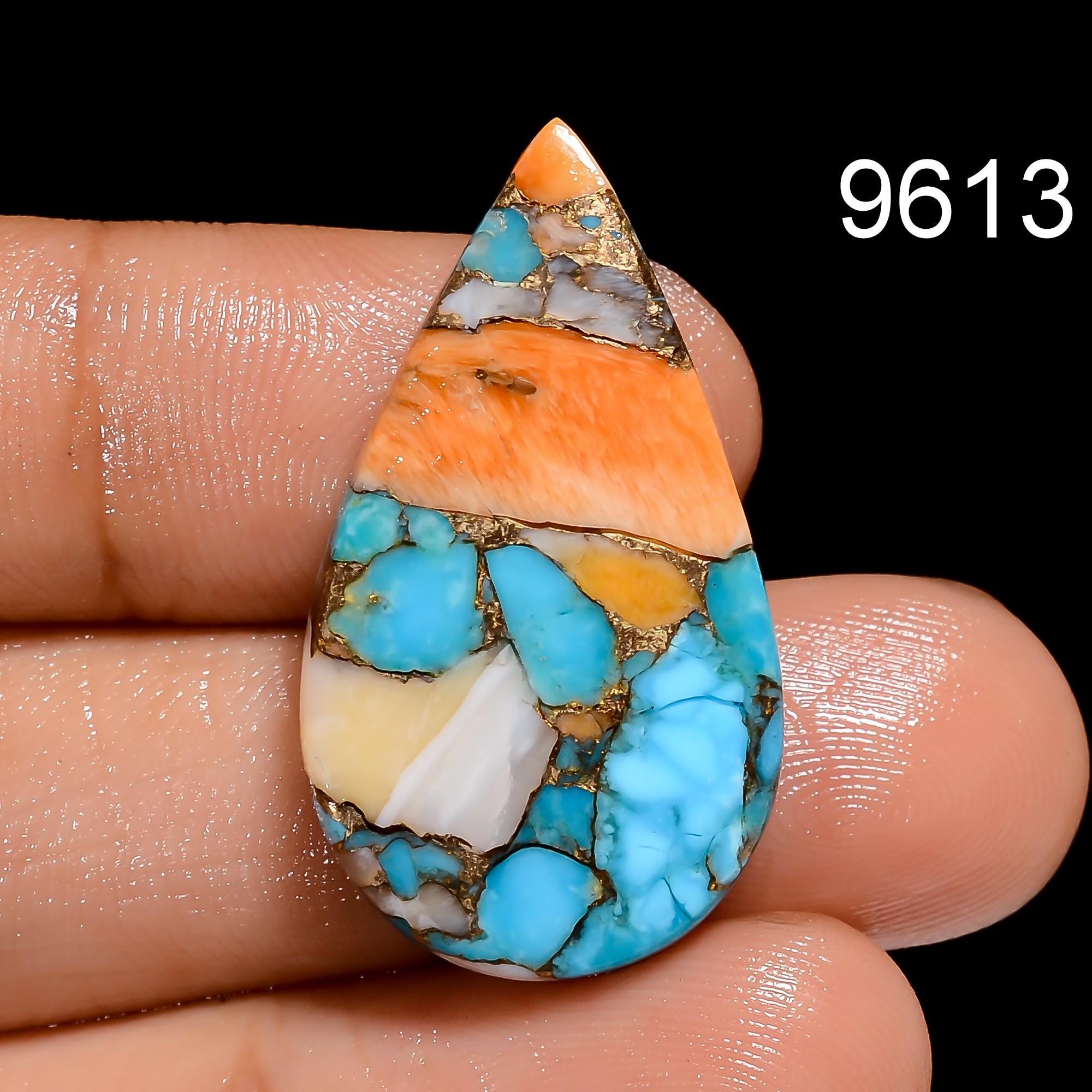 AAA Oyster Copper Turquoise Cabochon, Oval Gemstone (30X16X4 mm)