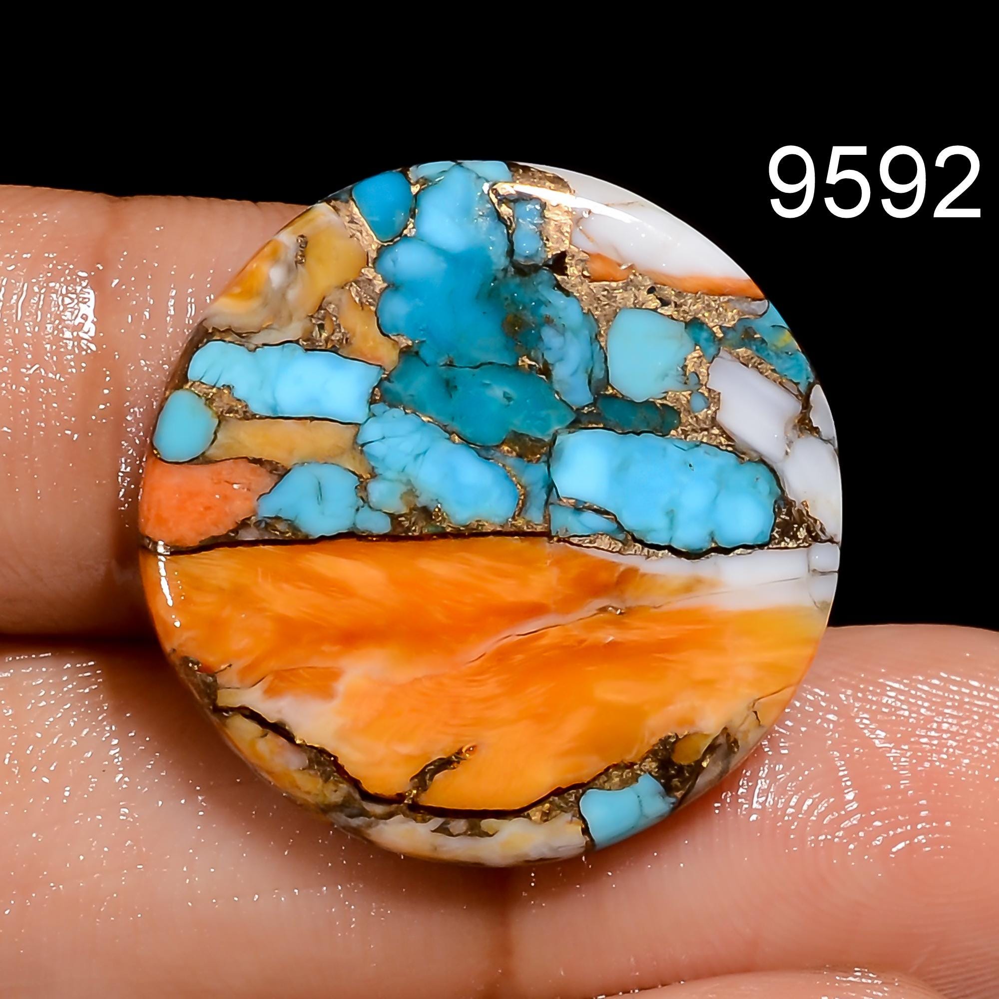 Oyster Copper Turquoise Cabochon, Round Loose Gemstone, Jewelry Making