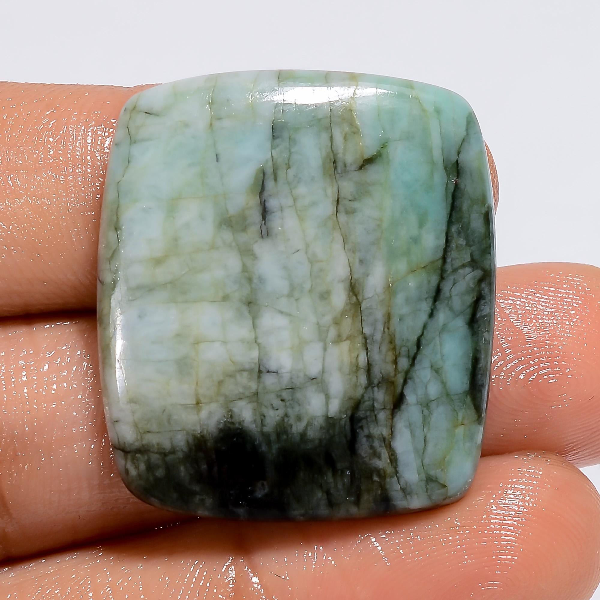 Natural Emerald Cabochon, AAA Quality Zambian Crystal, 36.5 Cts