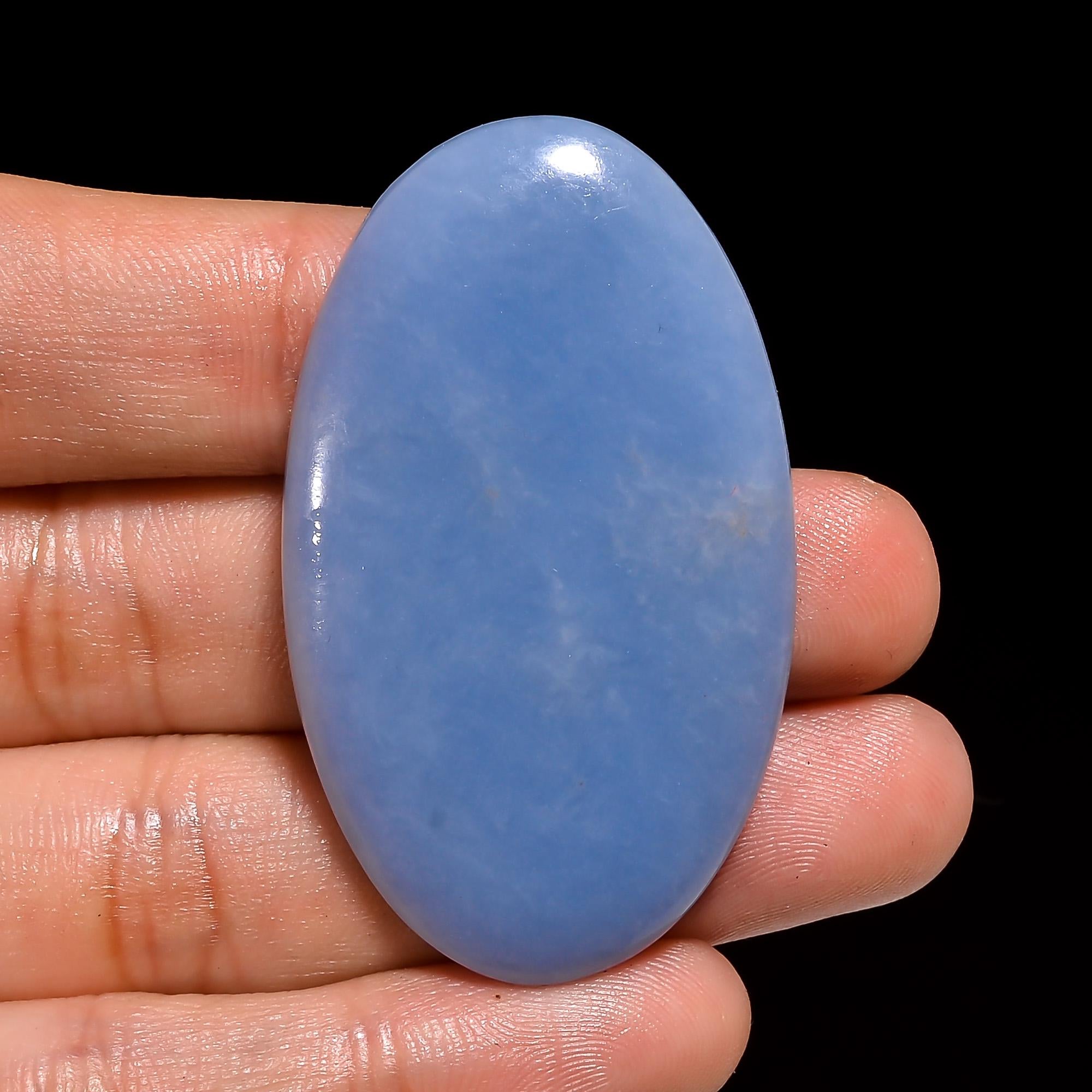 Sky Blue Angelite Gemstone Cabochon, Loose Gem For Pendant Jewelry