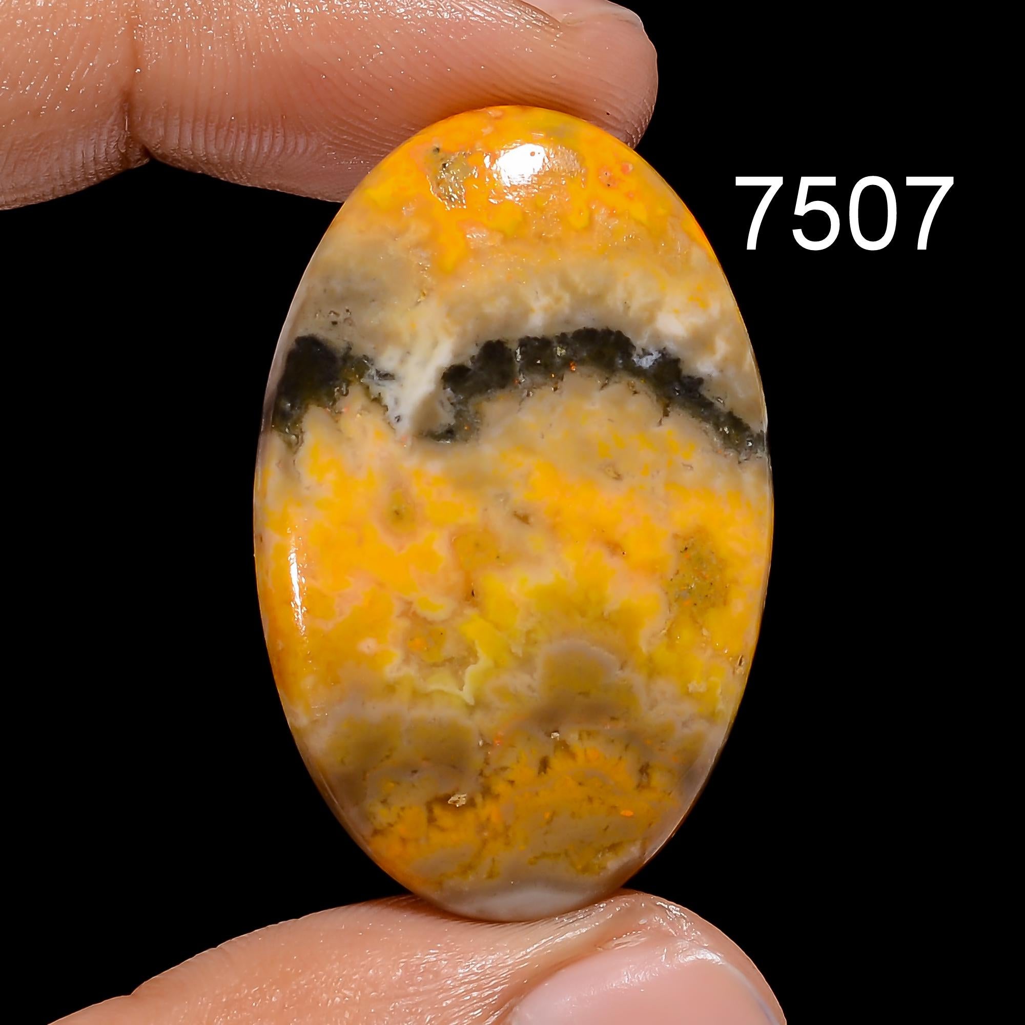 Natural Mustard Bee Jasper Cabochon, AAA Quality Loose Gemstone - image 2
