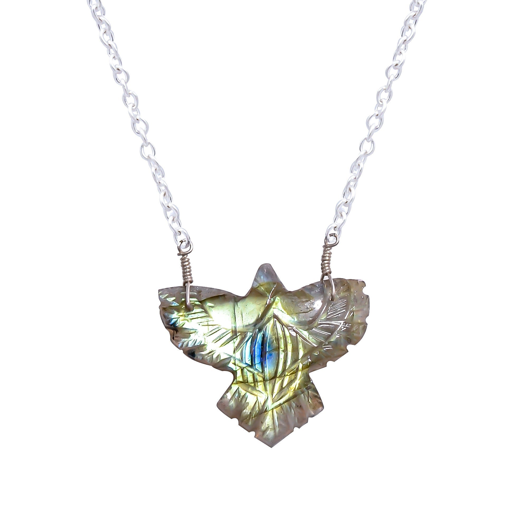 Labradorite Eagle Pendant in 925 Sterling Silver