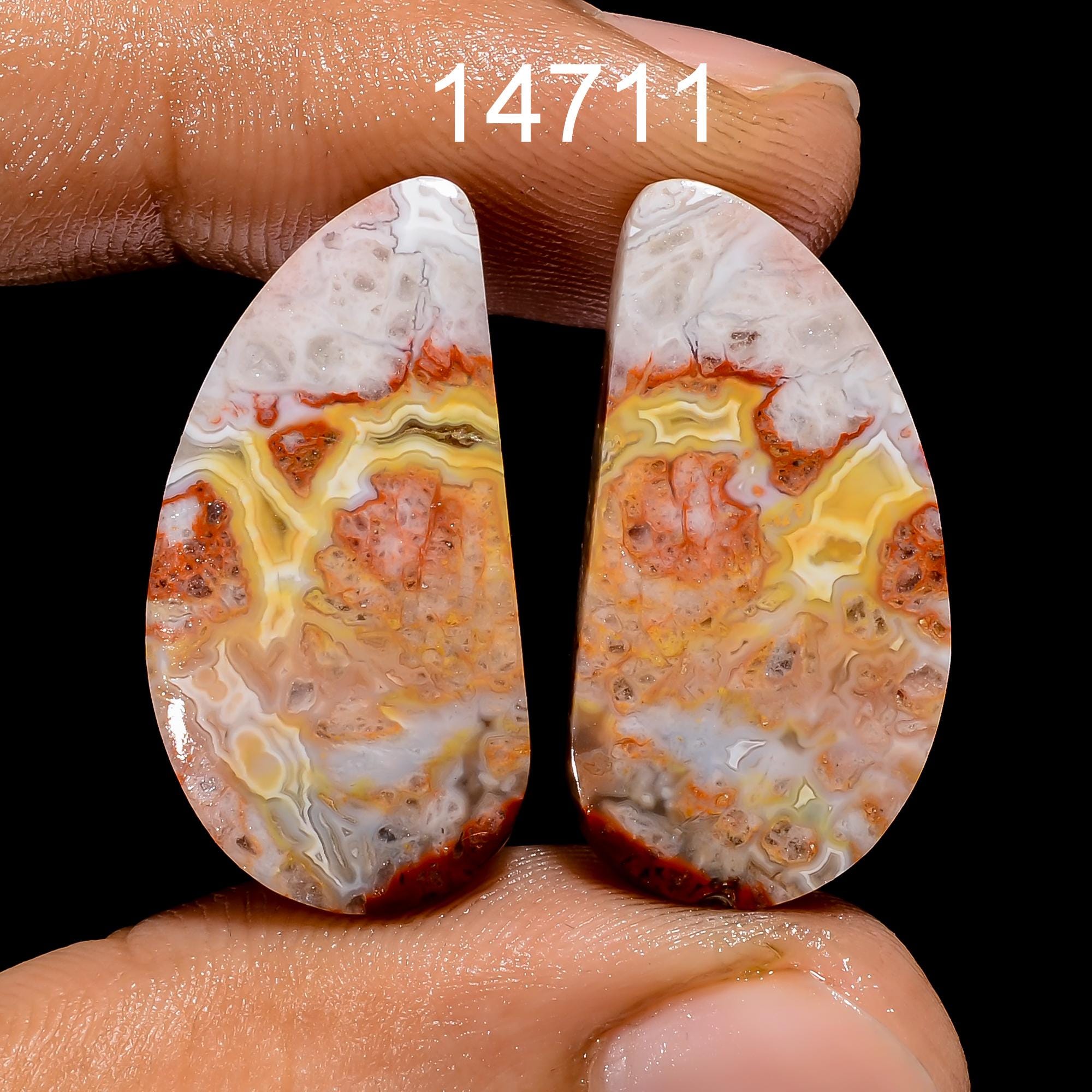 Natural Designer Crazy Lace Agate Pair Gemstone, Fancy Shape Crazy Lace Agate Pair Cabochon, Matched Earring Pair For Je