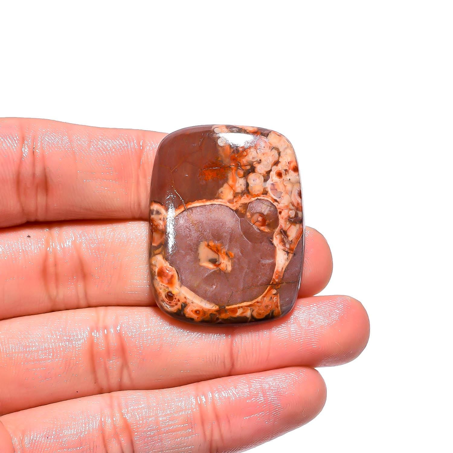 Bird's Eye Jasper Cabochon: Radiant Cut Gemstone, 52.95 Cts 33X28X7 mm