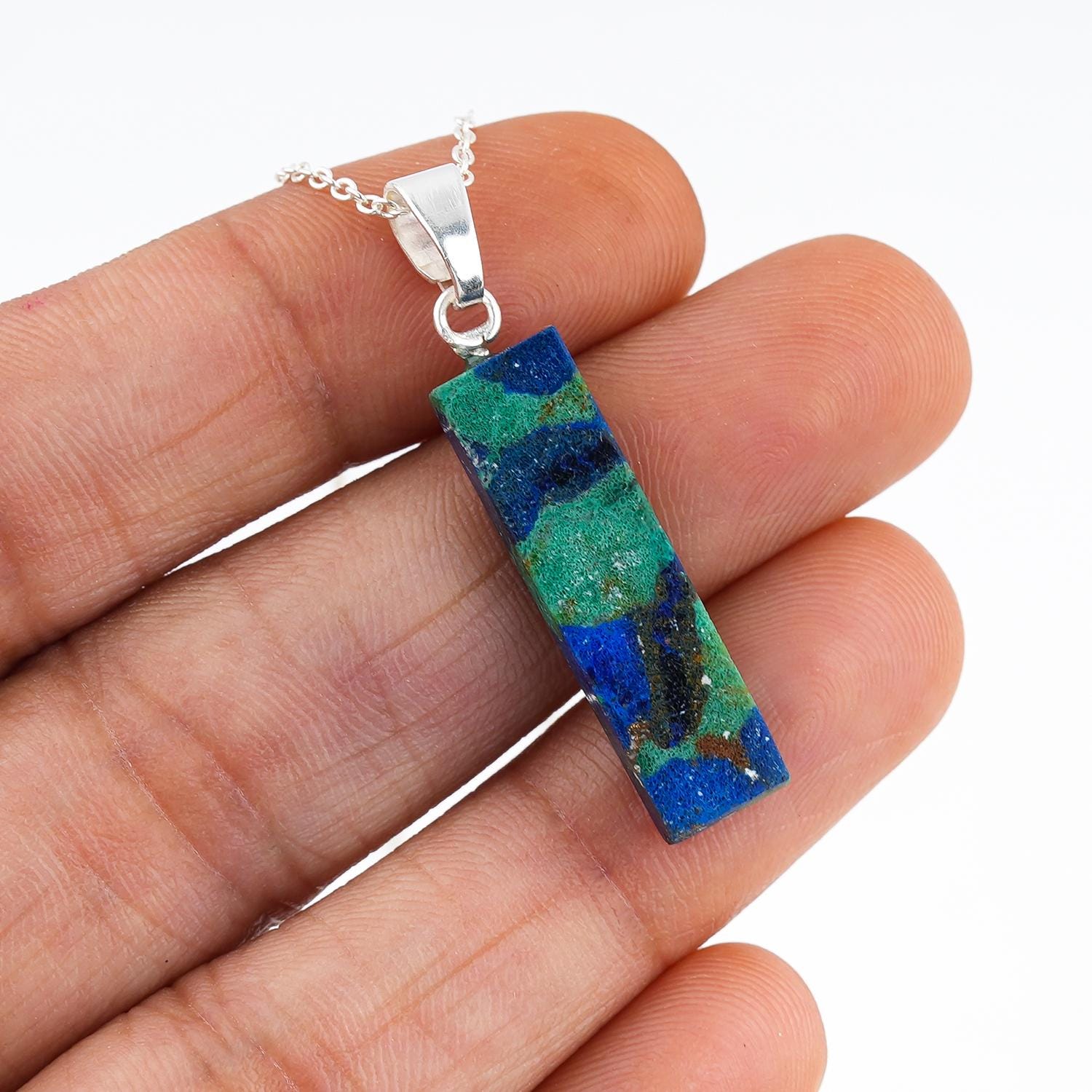 AAA Quality Natural Silver Plated Malachite Pendant 