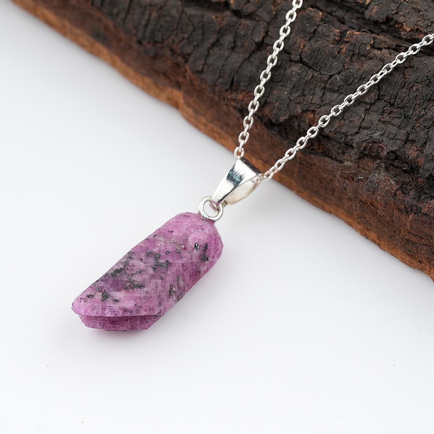 Natural Silver Plated ruby Pendant 