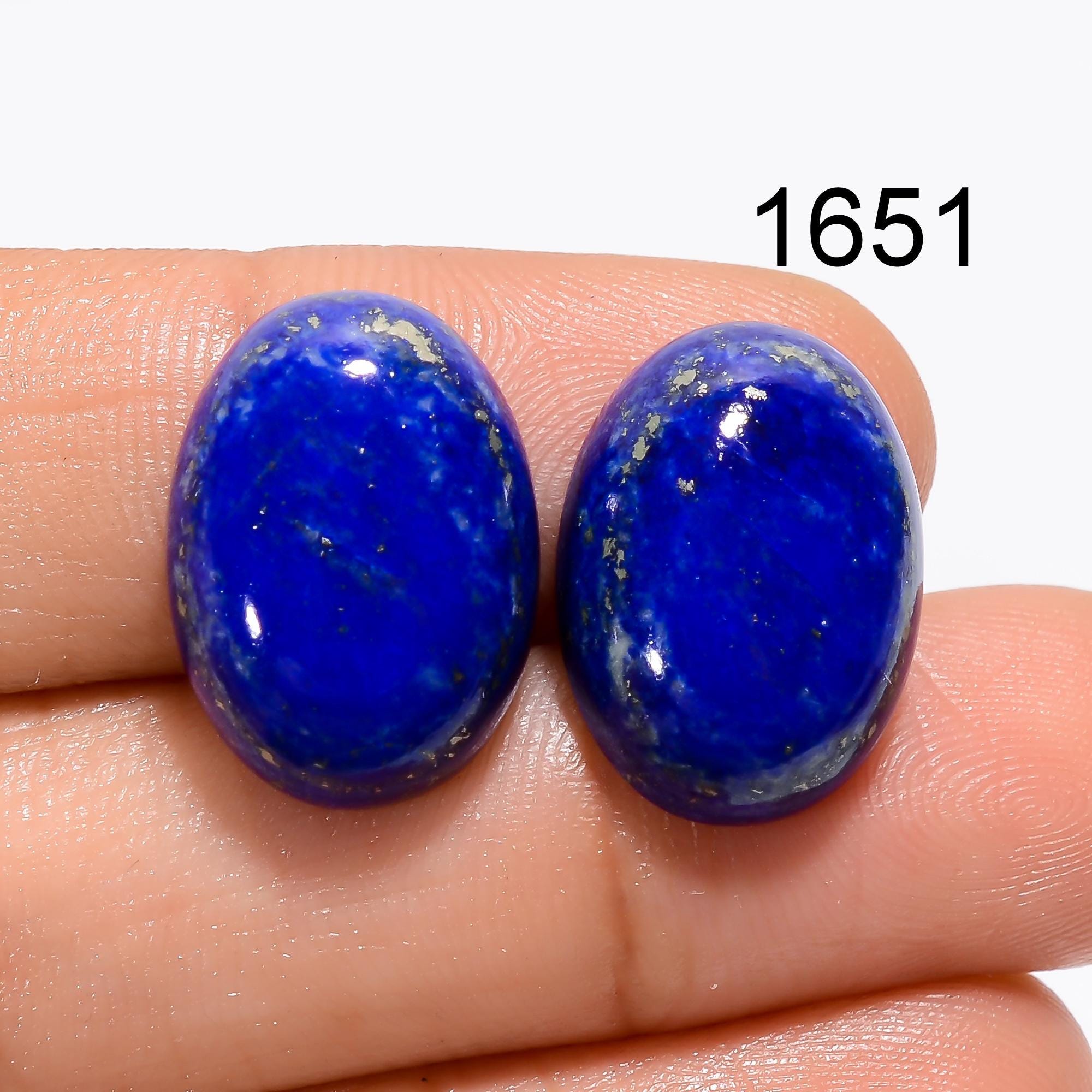 AAA Lapis Lazuli Cabochon Pair, Loose Gemstone, Earring Jewelry Making - image 2