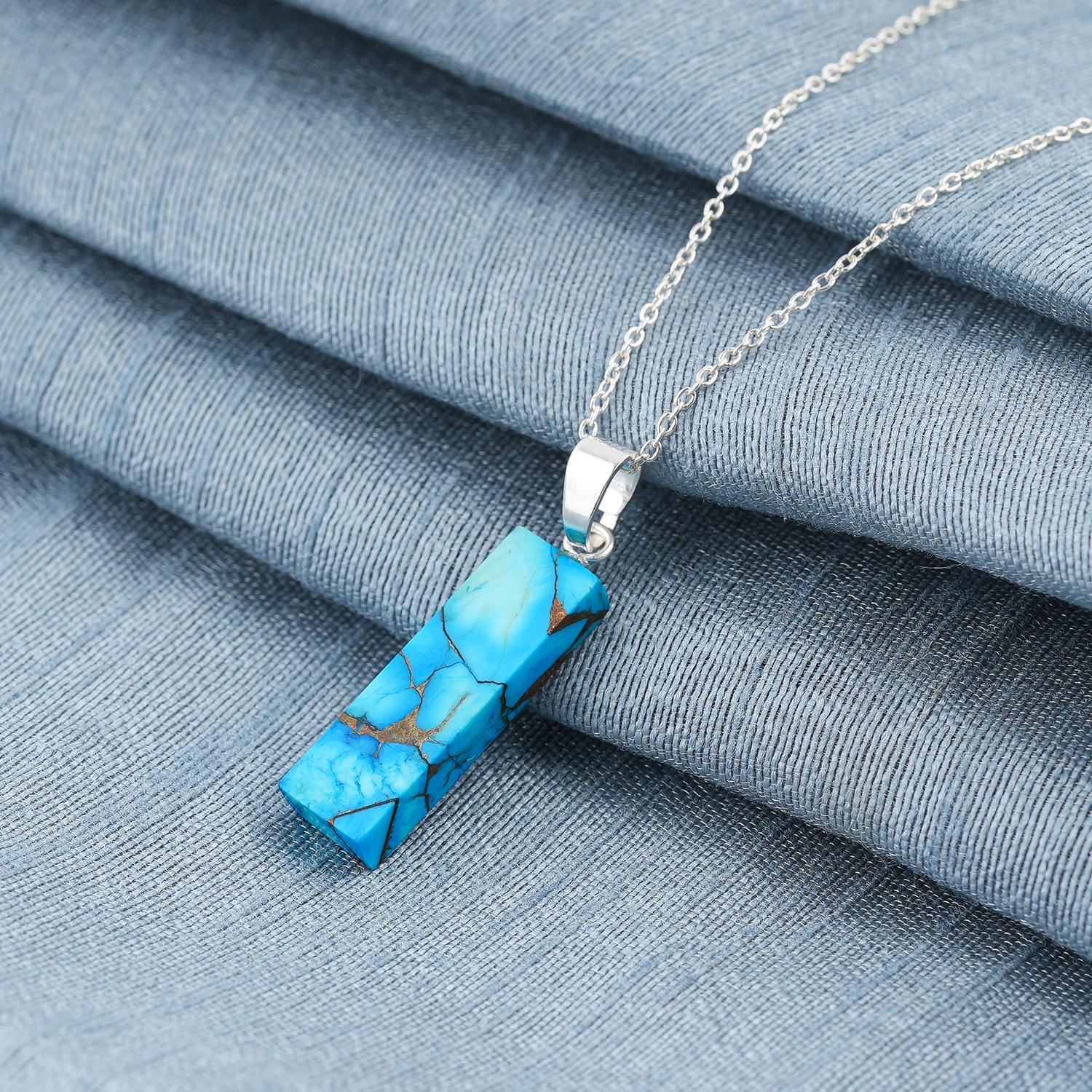 AAA Quality Blue Turquoise Pendant Necklace 
