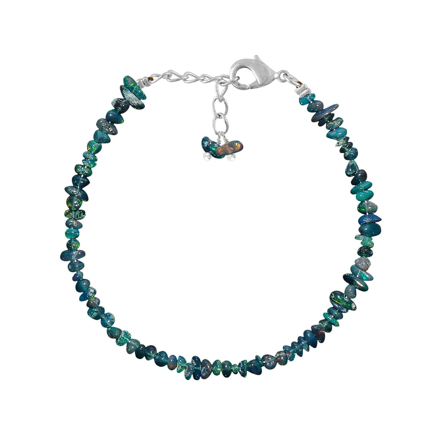 Natural Ethiopian Opal Bracelet for Women - AAA Beaded Fire Opal Vintage Gemstone Jewelry