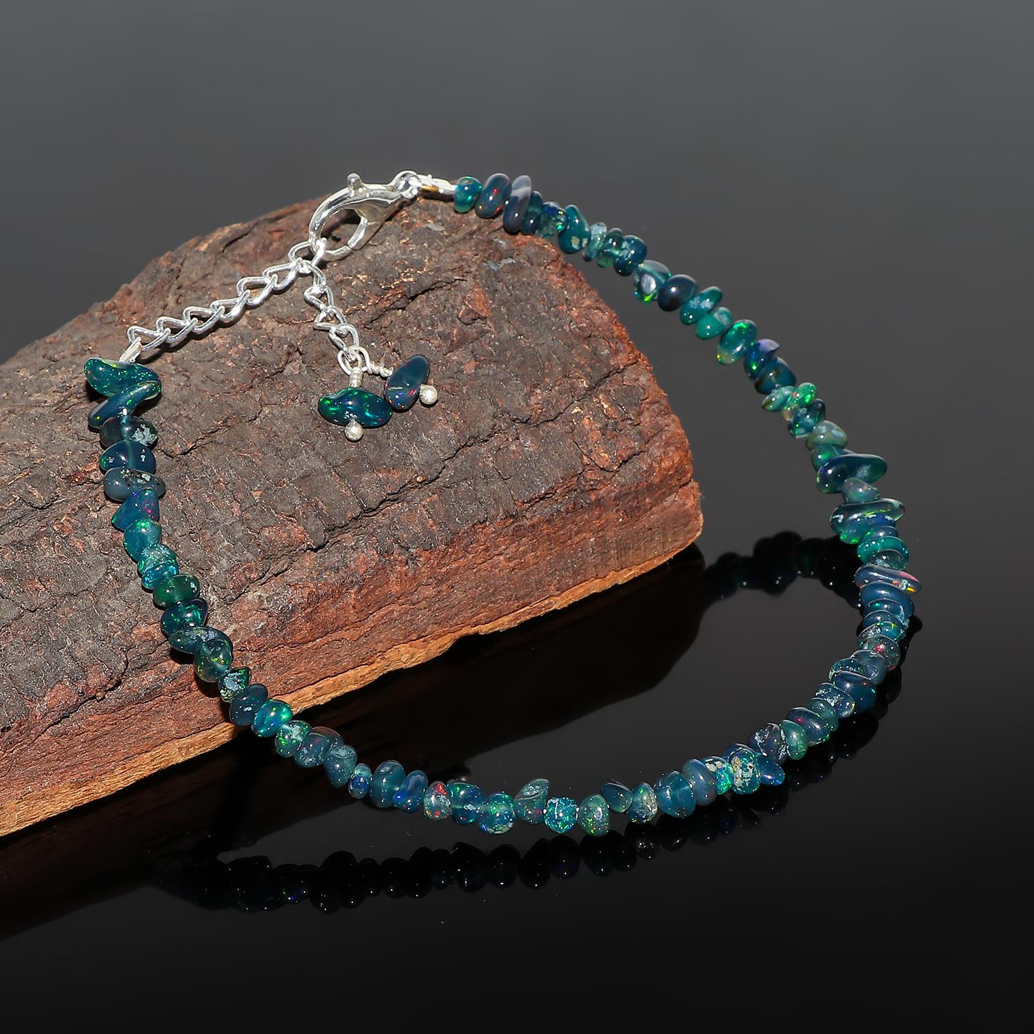 Natural Ethiopian Opal Bracelet for Women - AAA Beaded Fire Opal Vintage Gemstone Jewelry - image 3