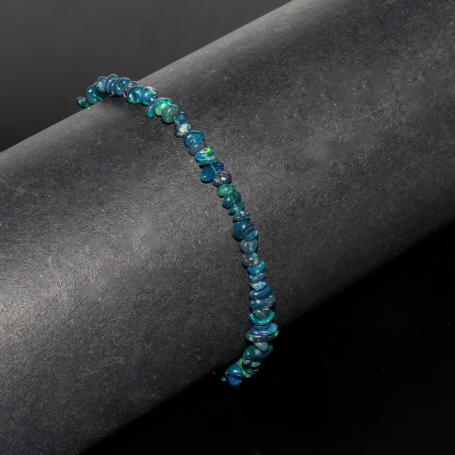 Natural Ethiopian Opal Bracelet for Women - AAA Beaded Fire Opal Vintage Gemstone Jewelry - image 5