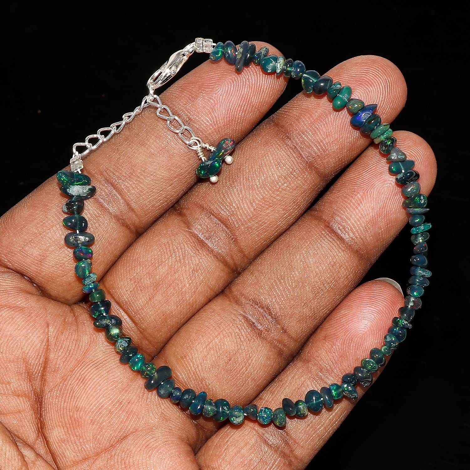 Natural Ethiopian Opal Bracelet for Women - AAA Beaded Fire Opal Vintage Gemstone Jewelry - image 4