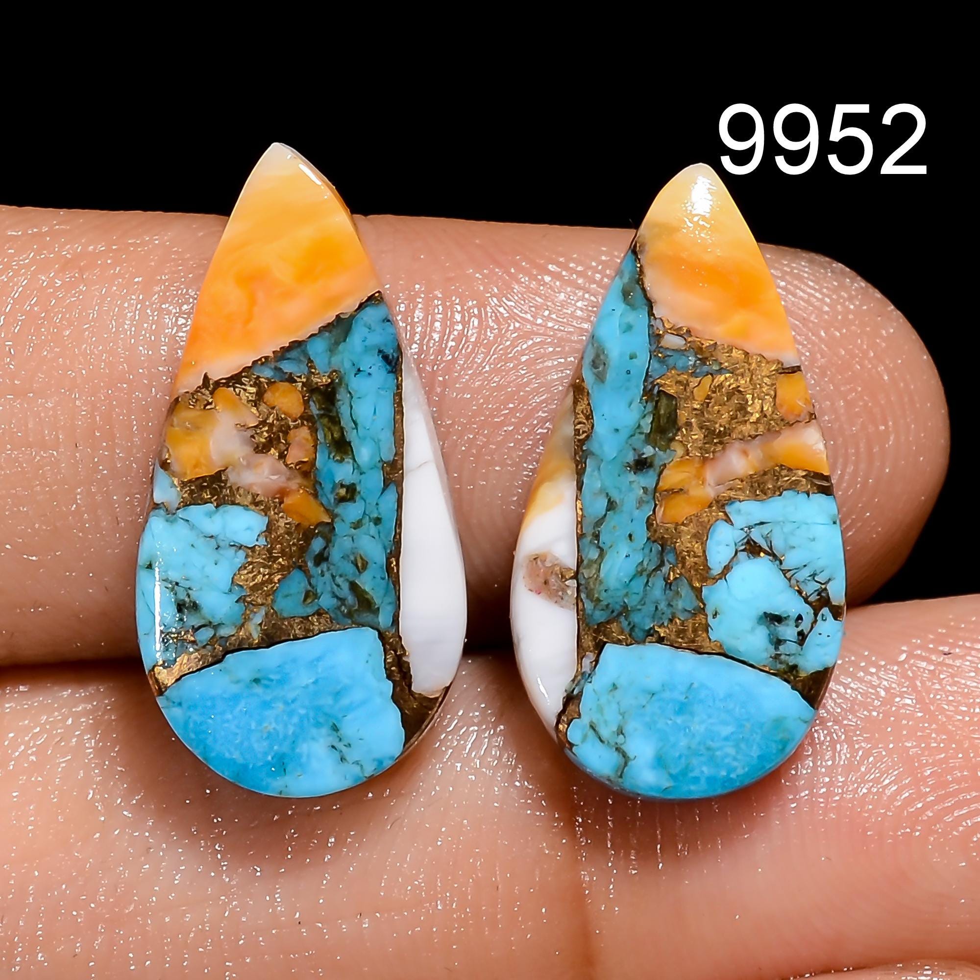 AAA Oyster Copper Turquoise Cabochon Pair, Arizona Gemstone - image 5