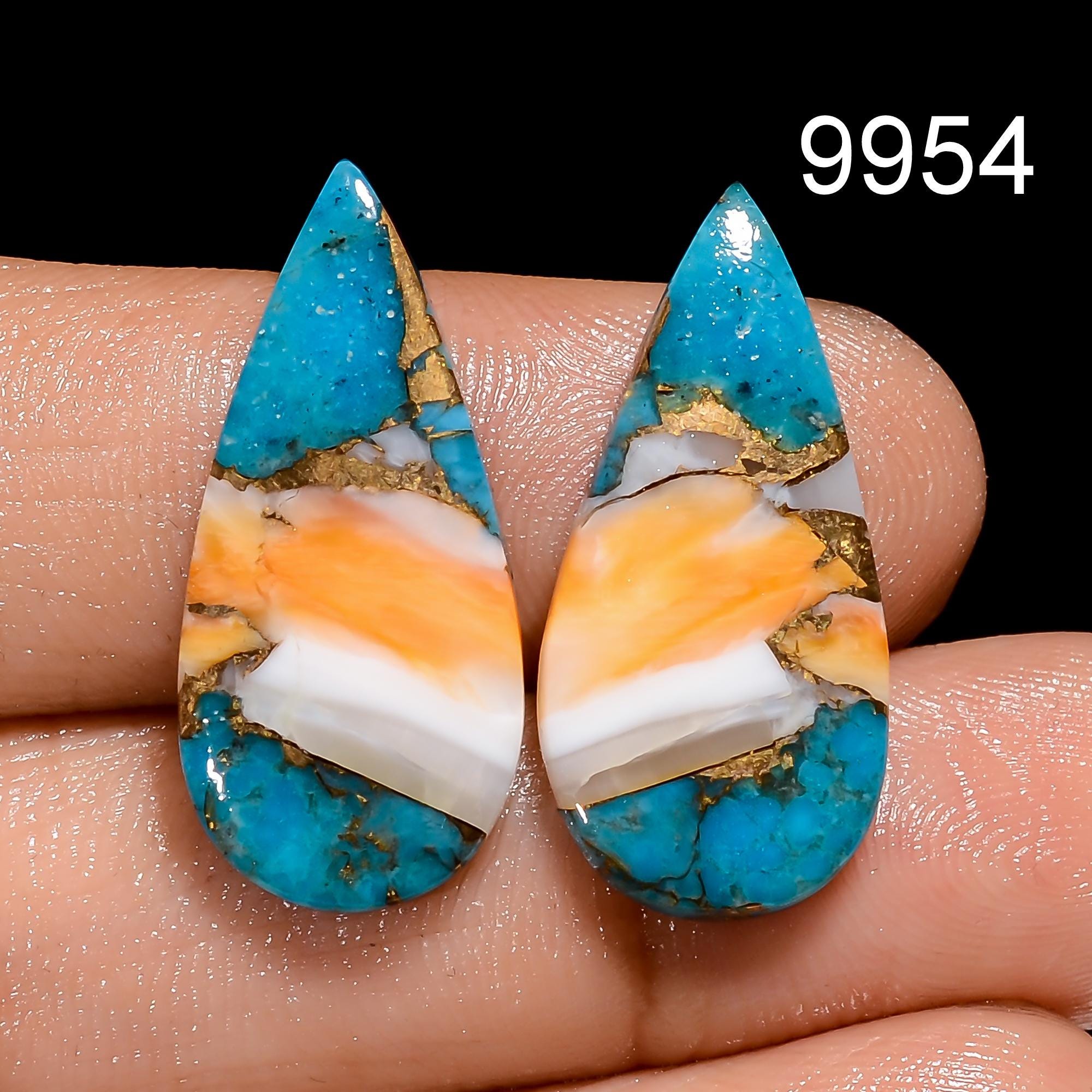 AAA Oyster Copper Turquoise Cabochon Pair, Arizona Gemstone - image 6
