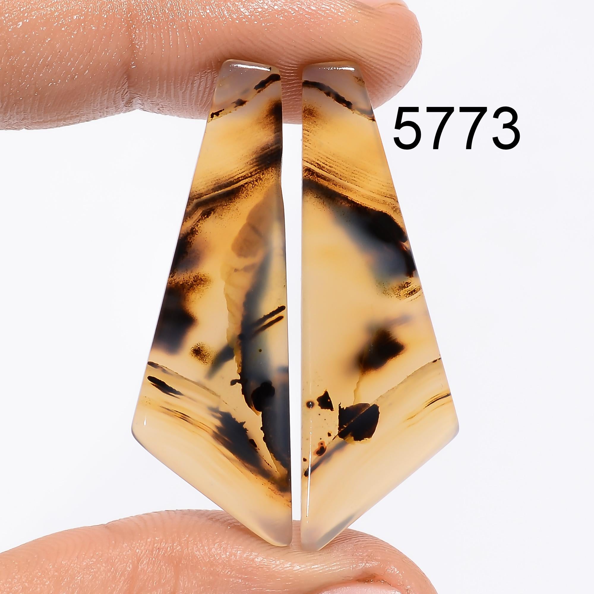 AAA Montana Agate Cabochons: Natural Gemstone Pair for Jewelry