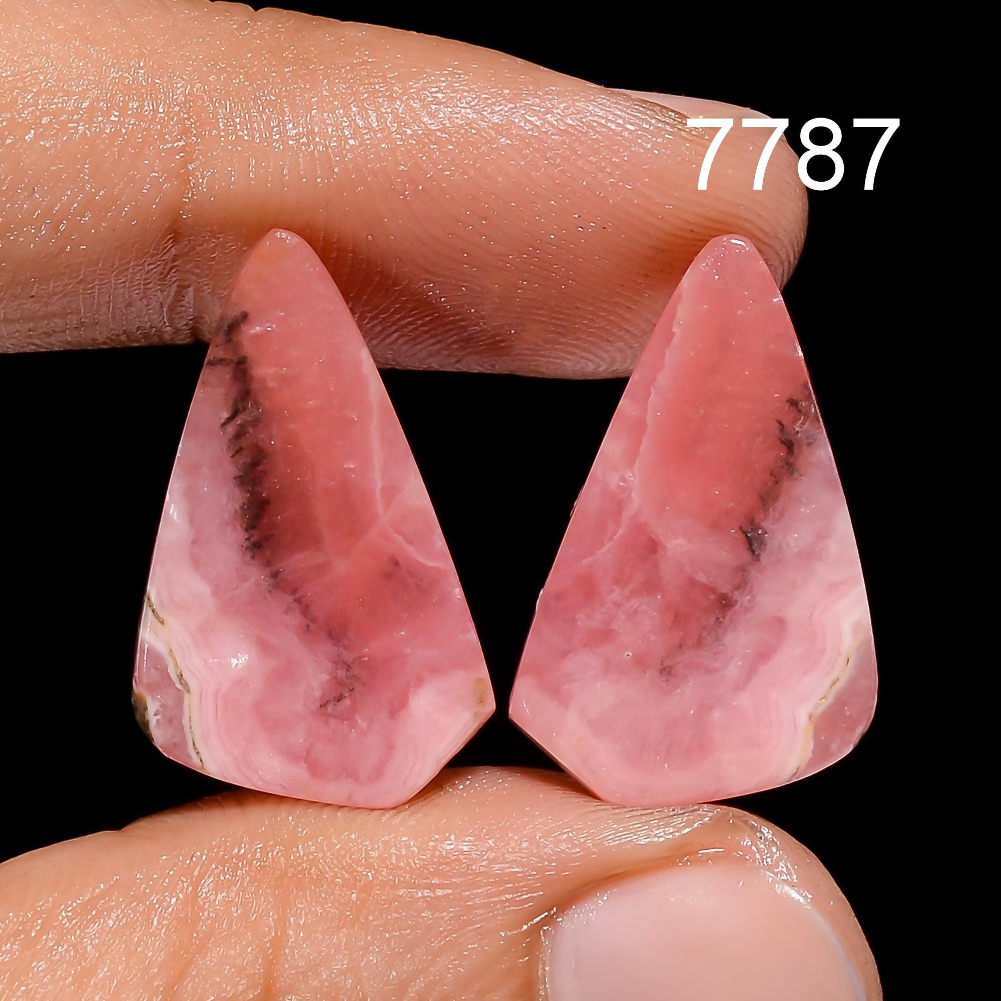 Natural Rhodochrosite Gemstone Pair, Rhodochrosite Cabochon Pair, Loose Designer Gemstone Pair For Matched Earring Pair 