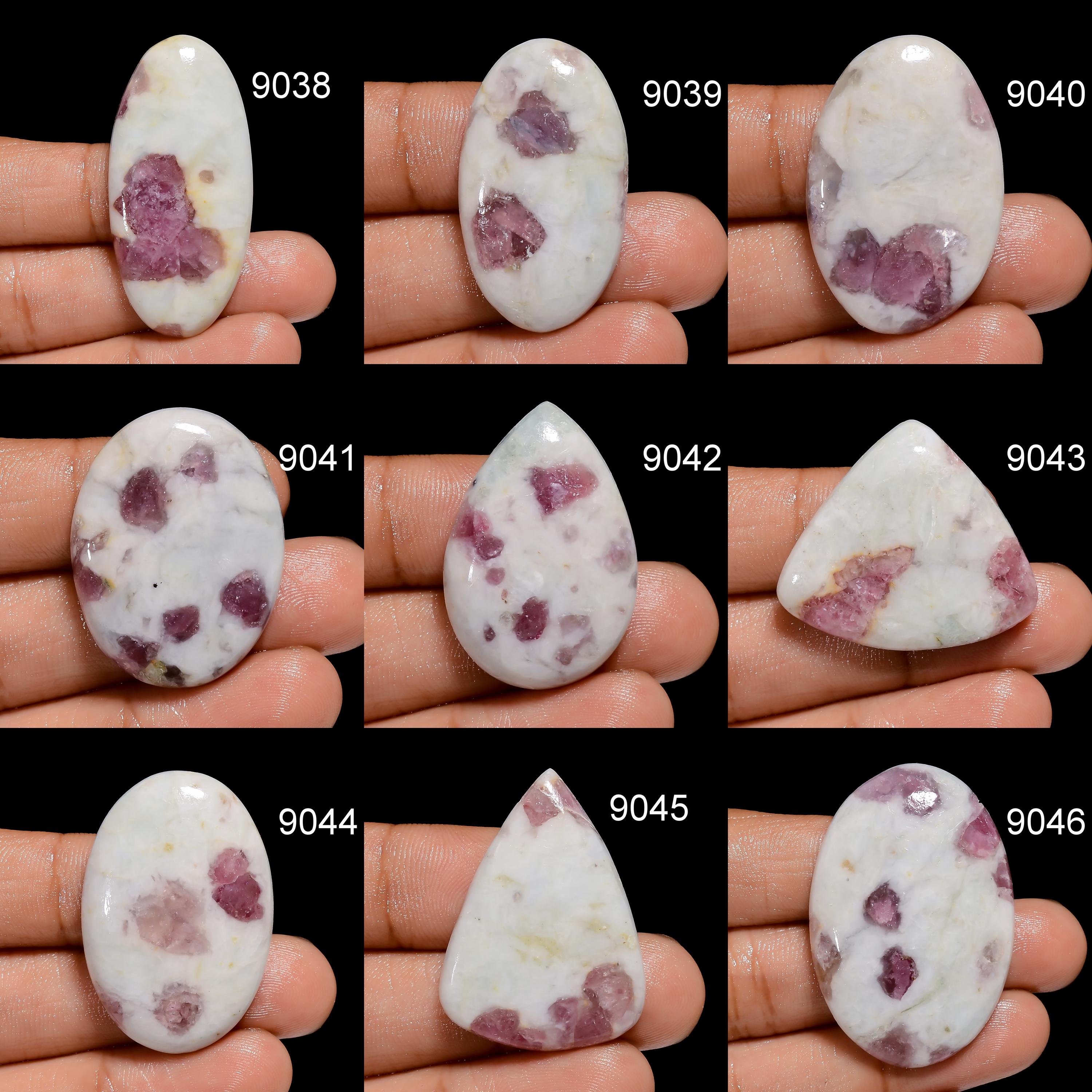 AAA Pink Tourmaline Quartz Cabochon: Loose Gemstone Pendant Stone - image 2