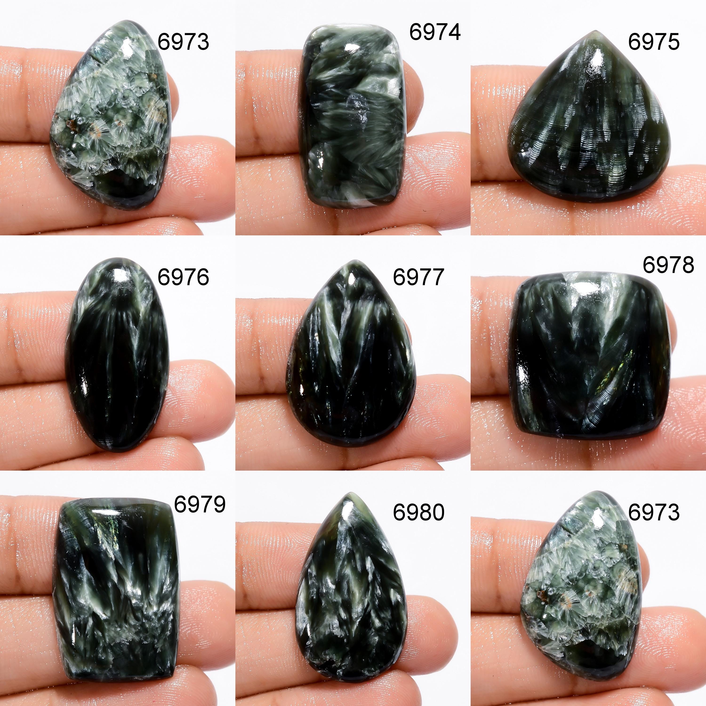 AAA Green Seraphinite Cabochon, Natural Gemstone for Jewelry - image 2