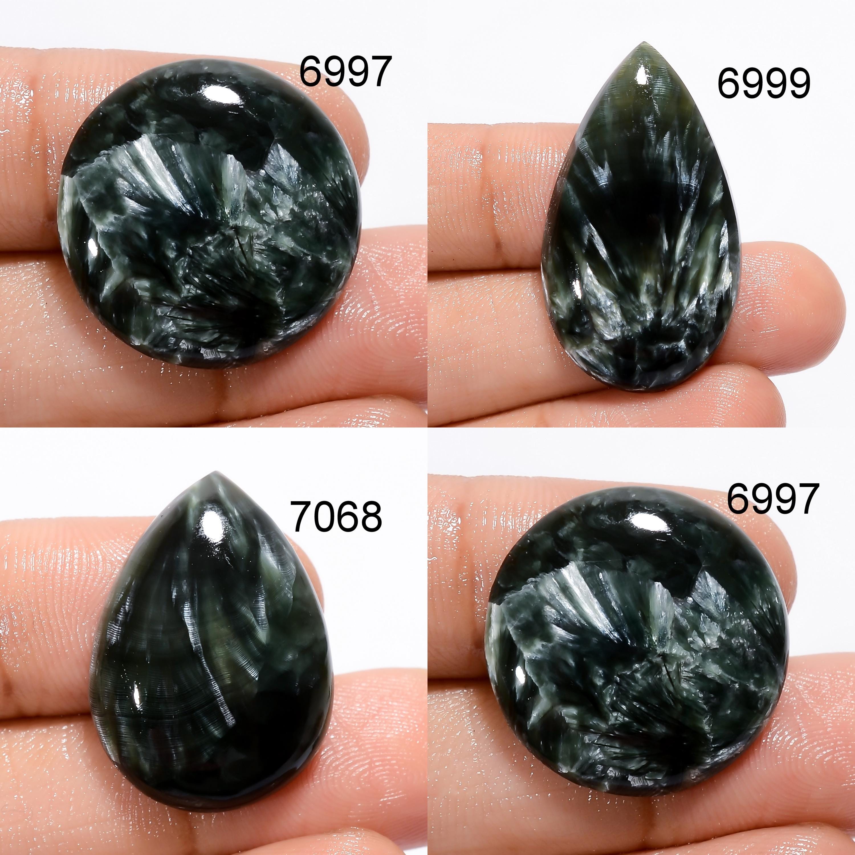 AAA Green Seraphinite Cabochon, Loose Gemstone Pendant, Ring Stone. - image 2