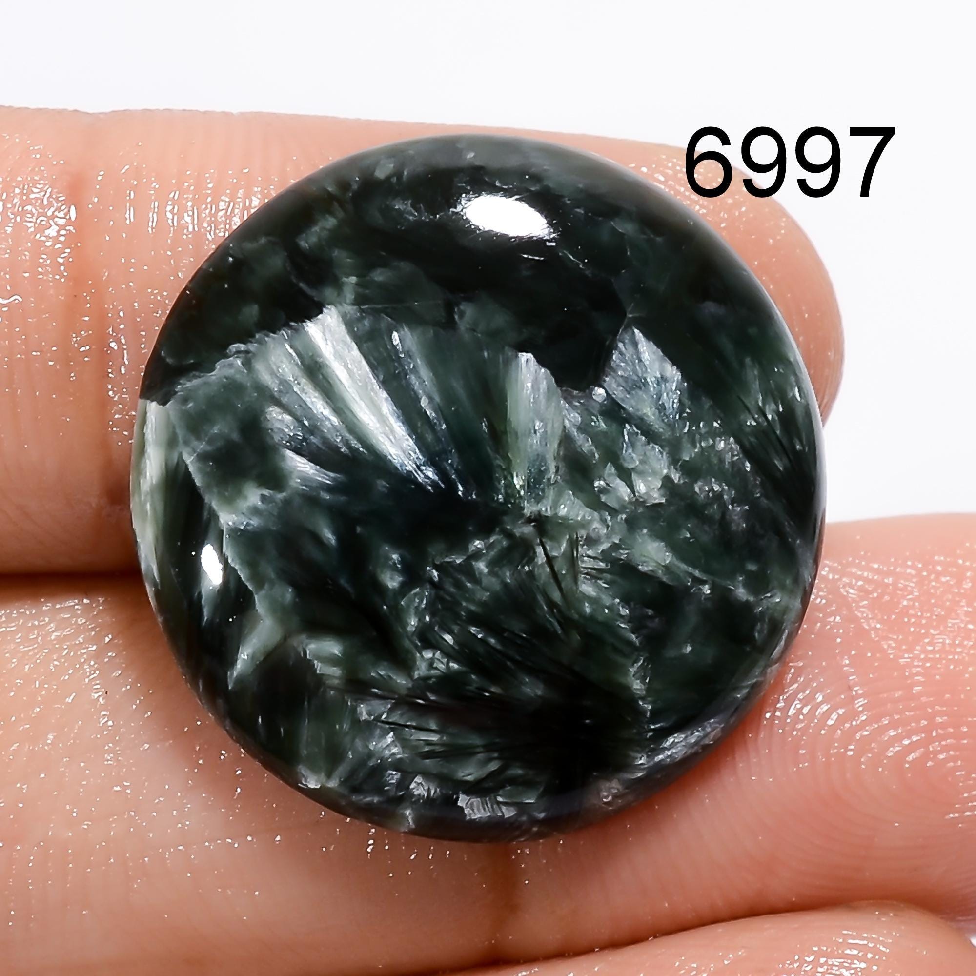 AAA Green Seraphinite Cabochon, Loose Gemstone Pendant, Ring Stone. - image 3