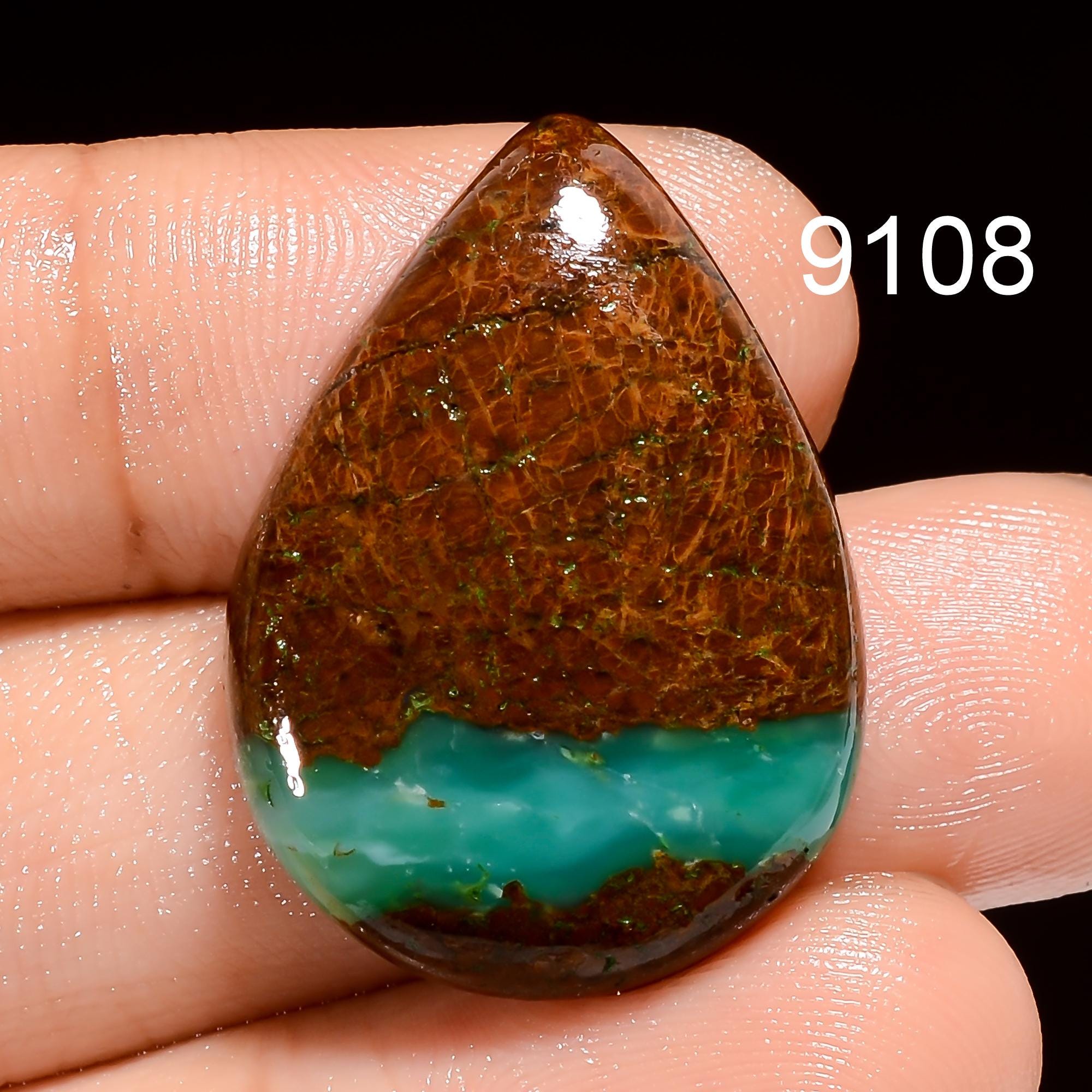 Natural Bio Chrysoprase Cabochon Gemstone, AAA Quality Pendant Stone For Jewelry Making - image 9