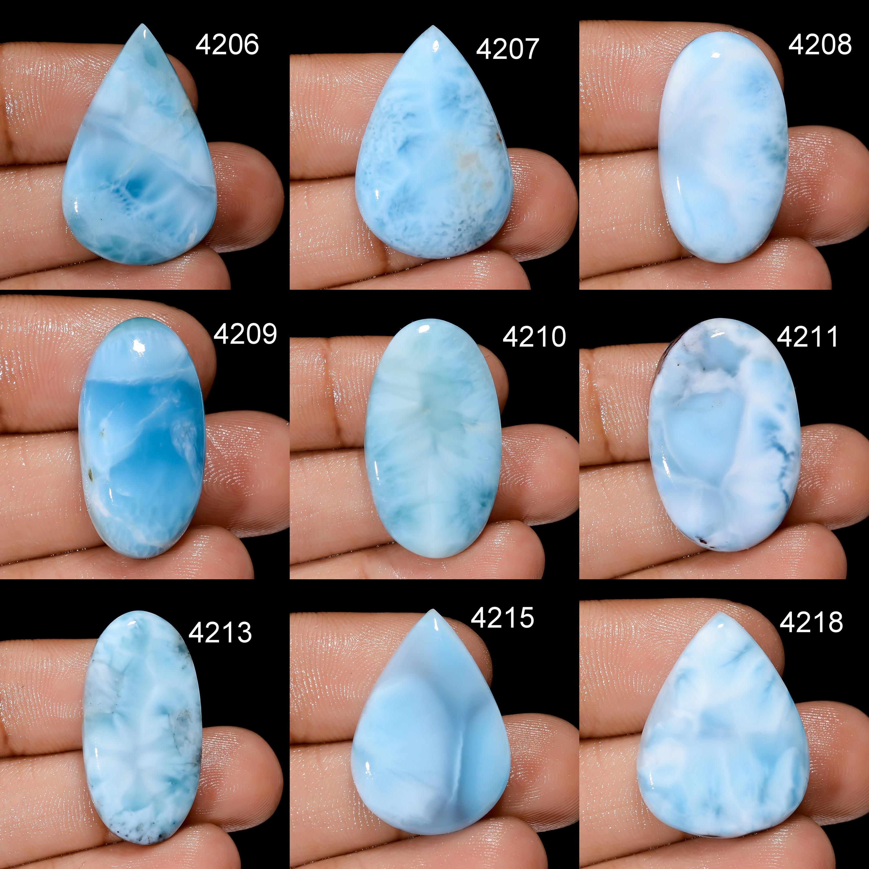 Natural Larimar Cabochon, Blue Gemstone, Flat Back, Mix Shape - image 2