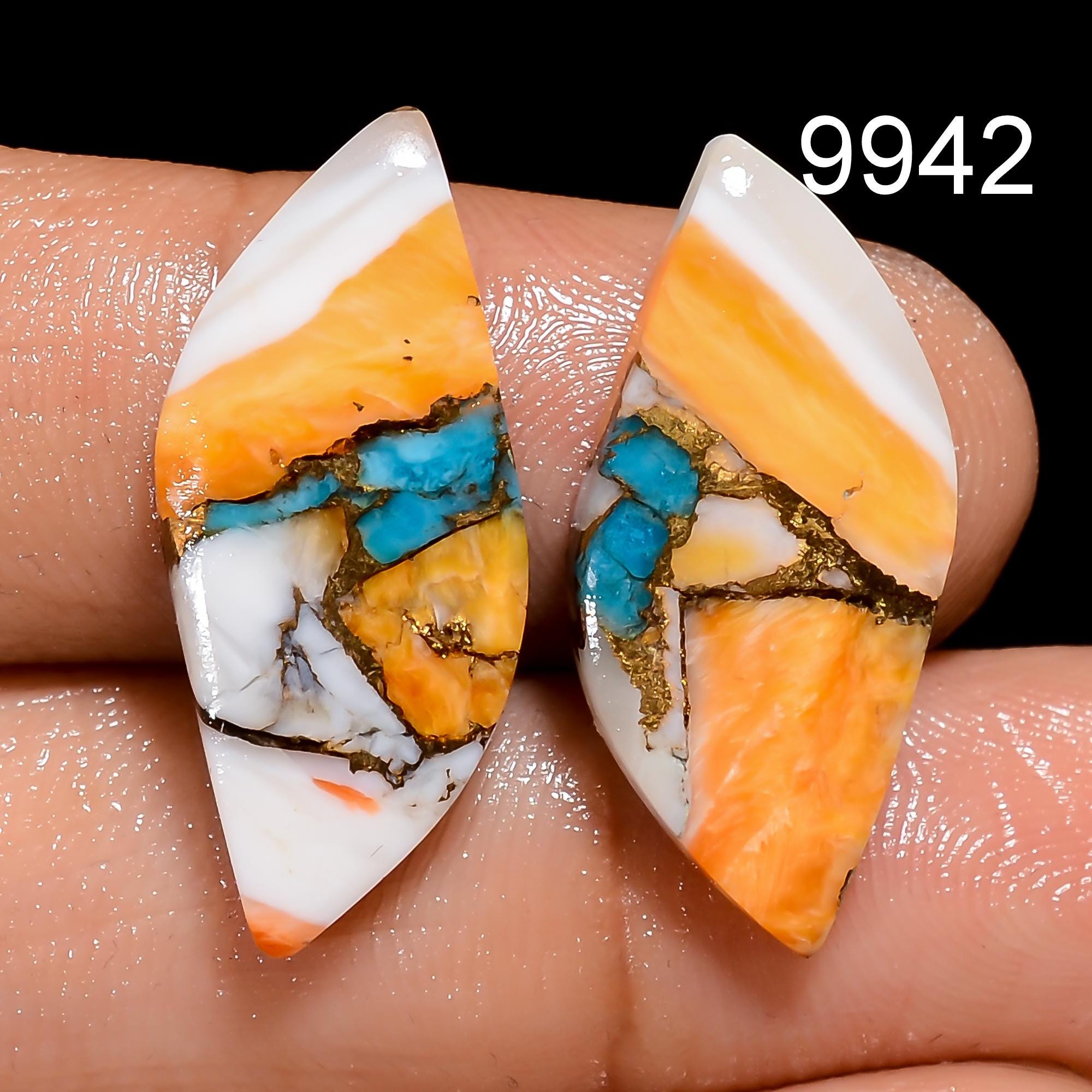 AAA Oyster Copper Turquoise Cabochon Pair, Arizona Gemstone - image 2
