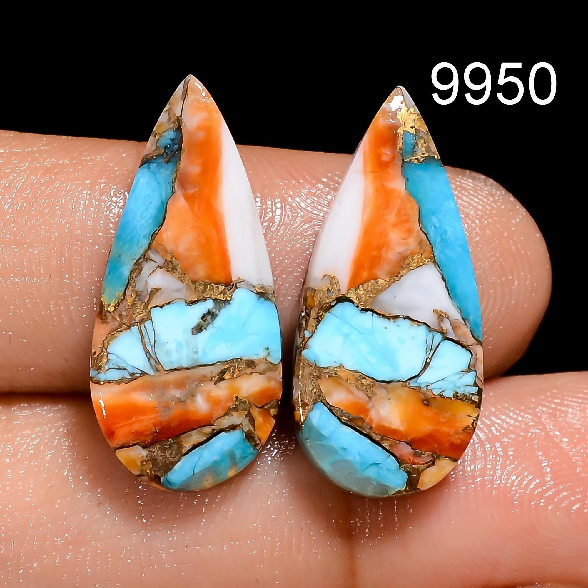 AAA Oyster Copper Turquoise Cabochon Pair, Arizona Gemstone - image 4